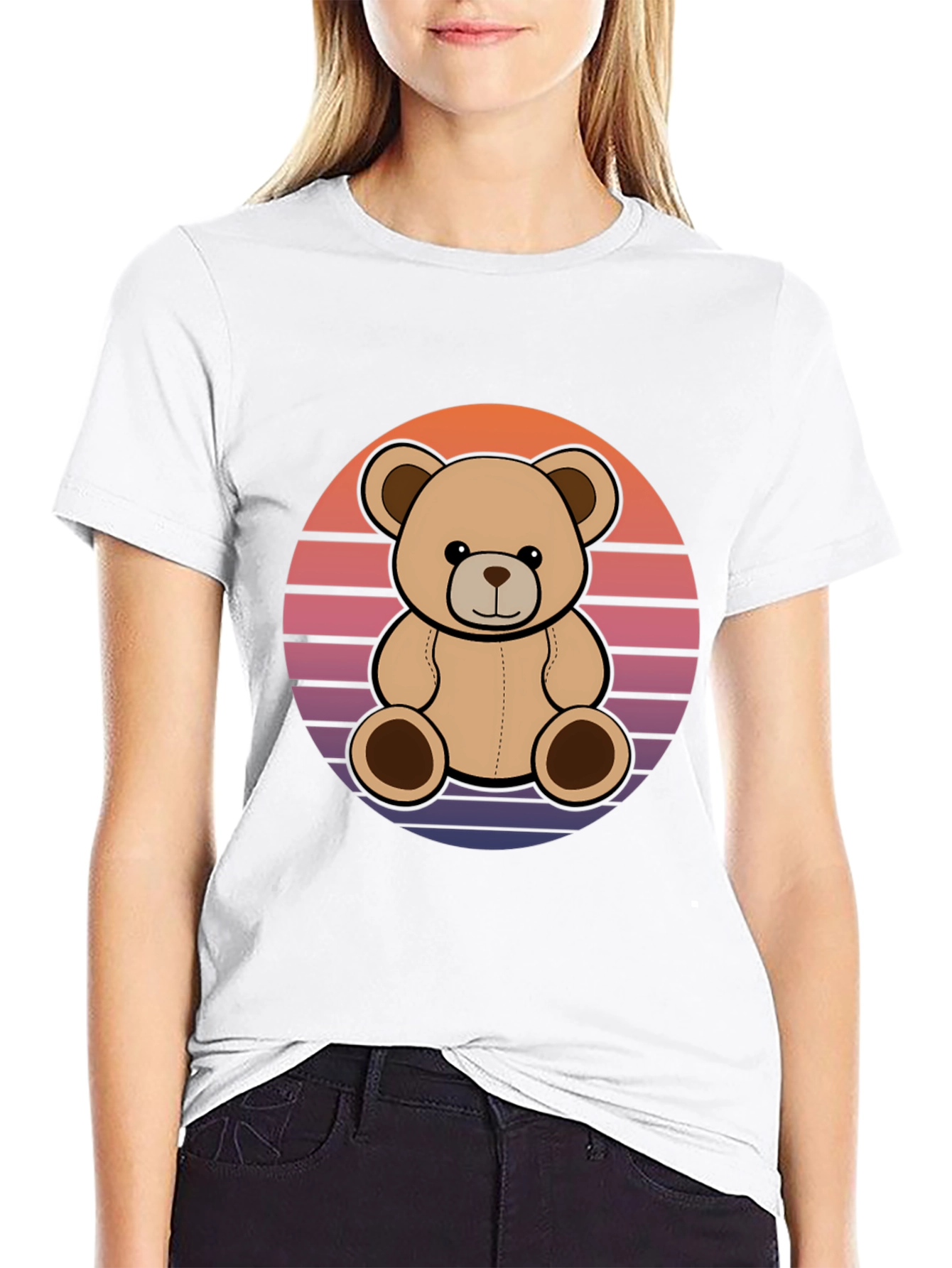Retro Teddy Bear Black T-Shirt