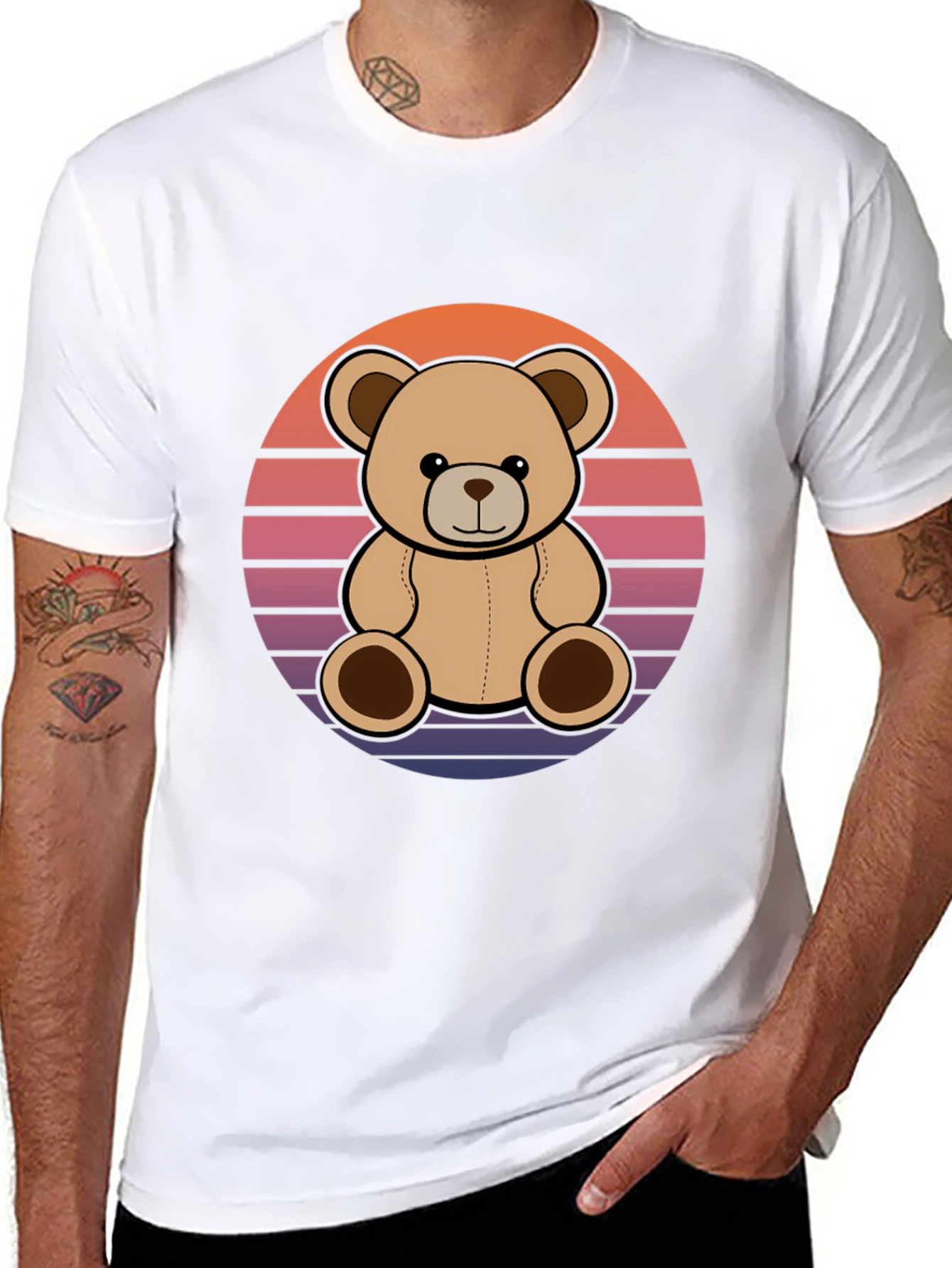 Retro Teddy Bear Black T-Shirt