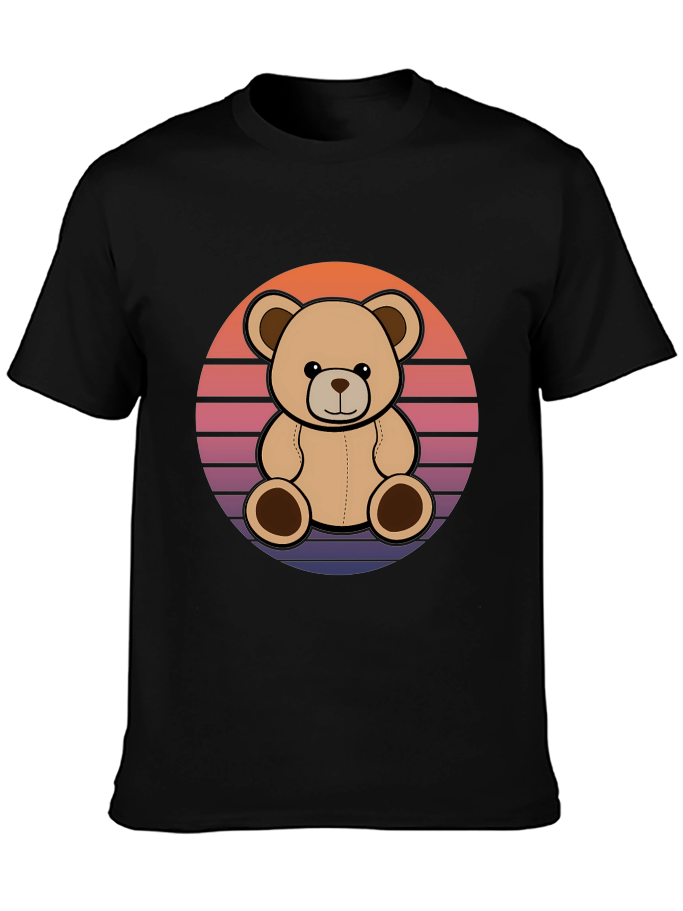 Retro Teddy Bear Black T-Shirt