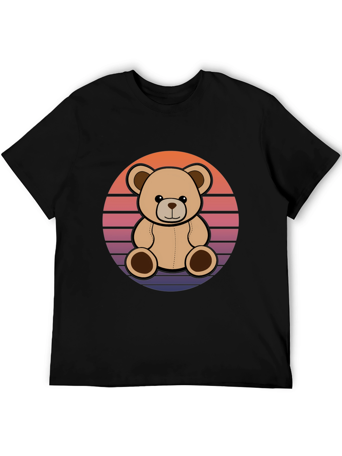 Retro Teddy Bear Black T-Shirt
