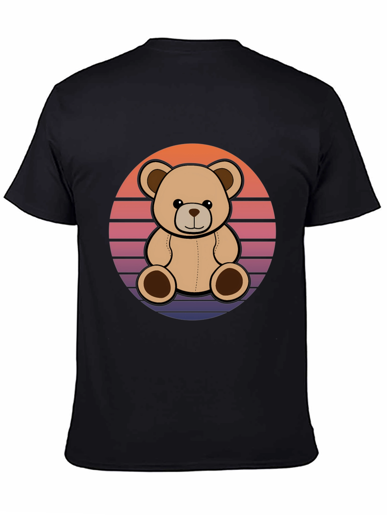 Retro Teddy Bear Black T-Shirt