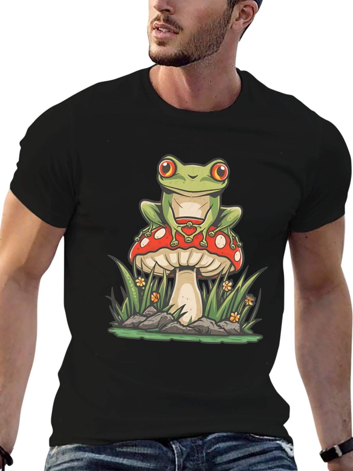 Frog on Mushroom Graphic Tee