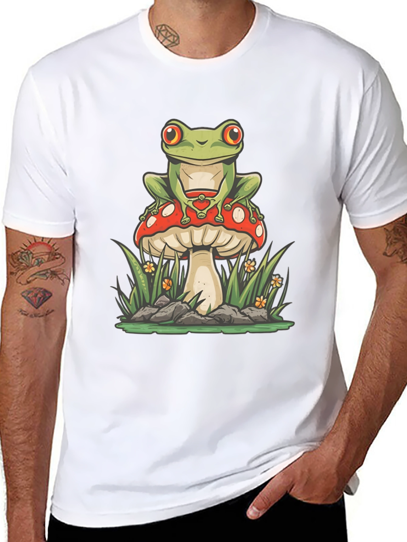 Frog on Mushroom Graphic Tee
