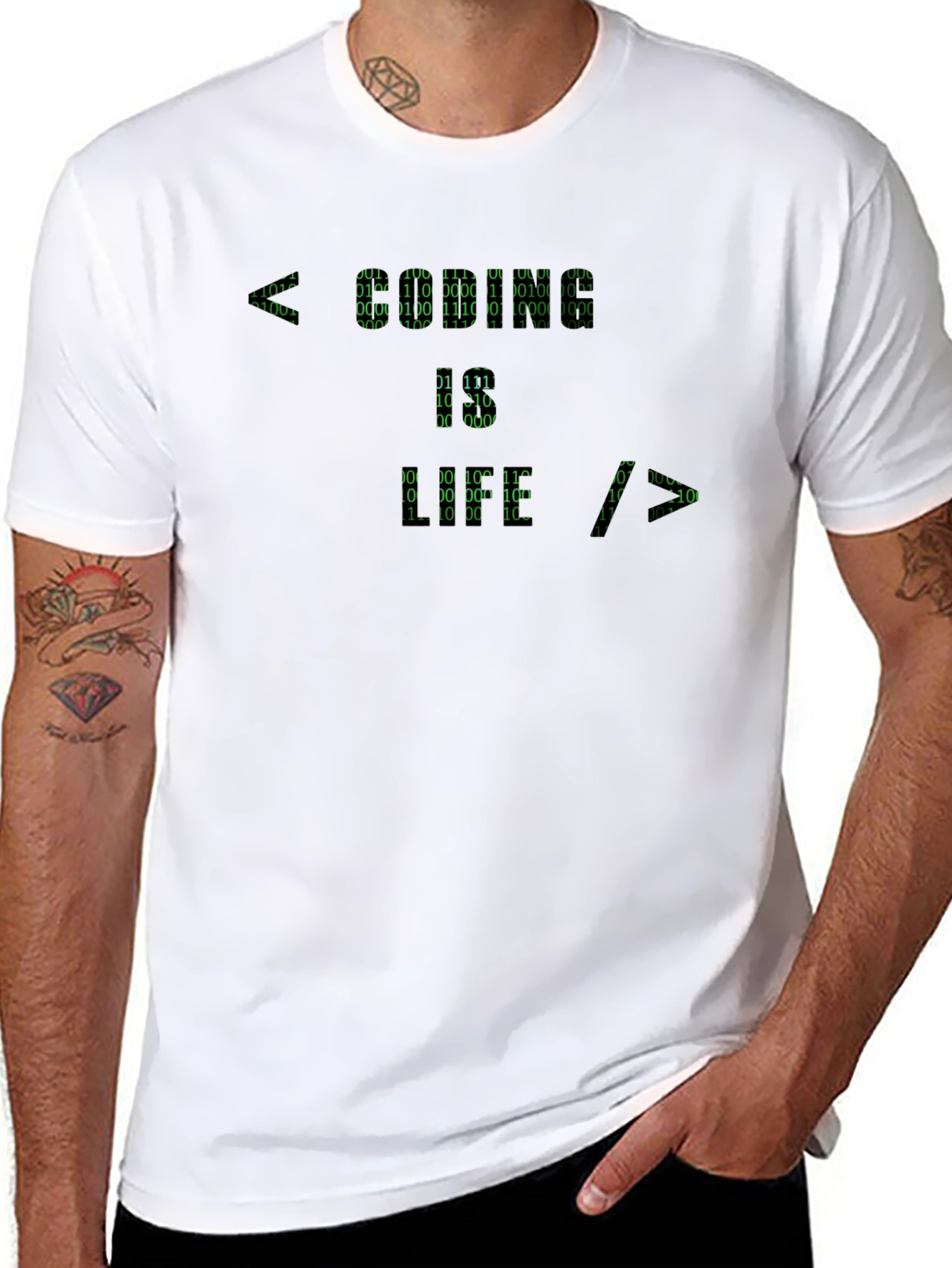 Binary Code Graphic Tee - Hacker Style