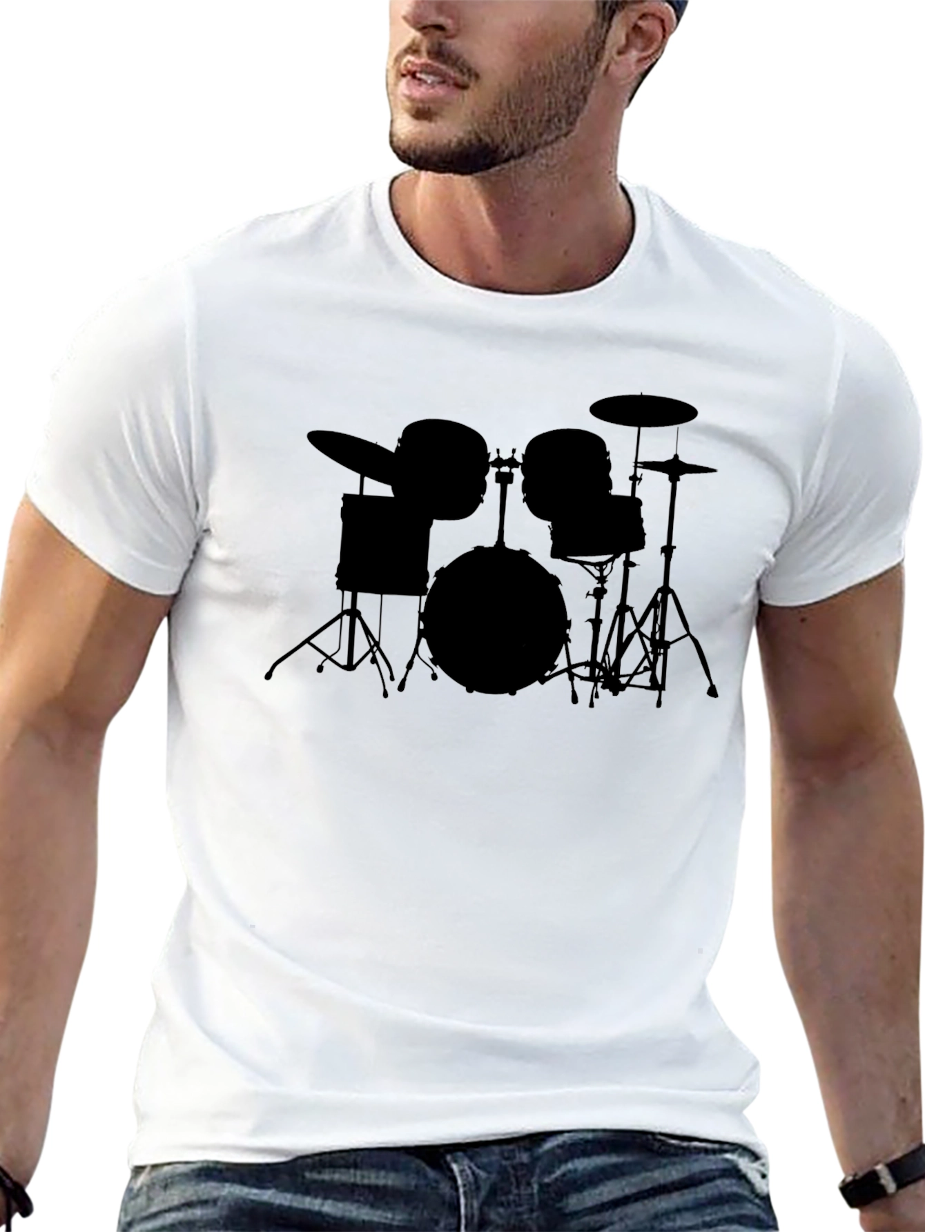 Drum Kit Silhouette Graphic T-Shirt