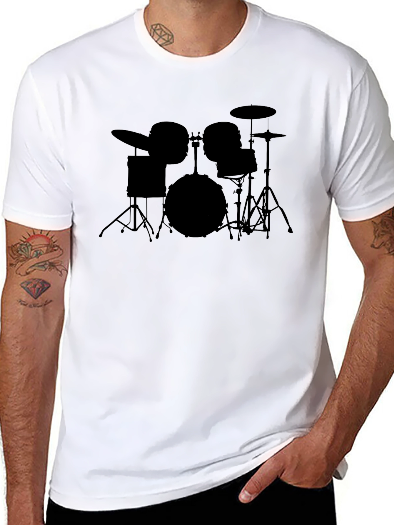 Drum Kit Silhouette Graphic T-Shirt