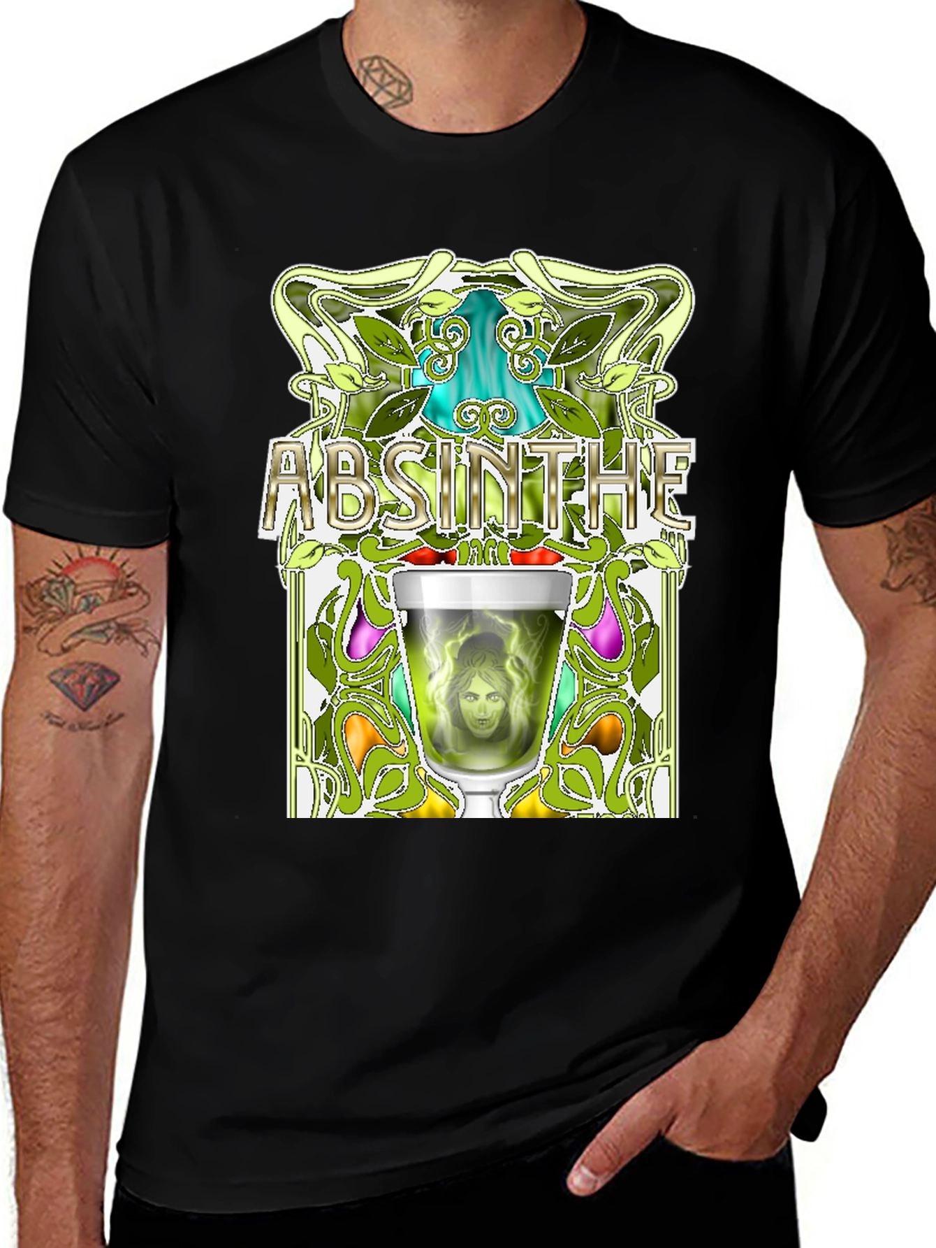 Absinthe Art Nouveau Graphic T-Shirt