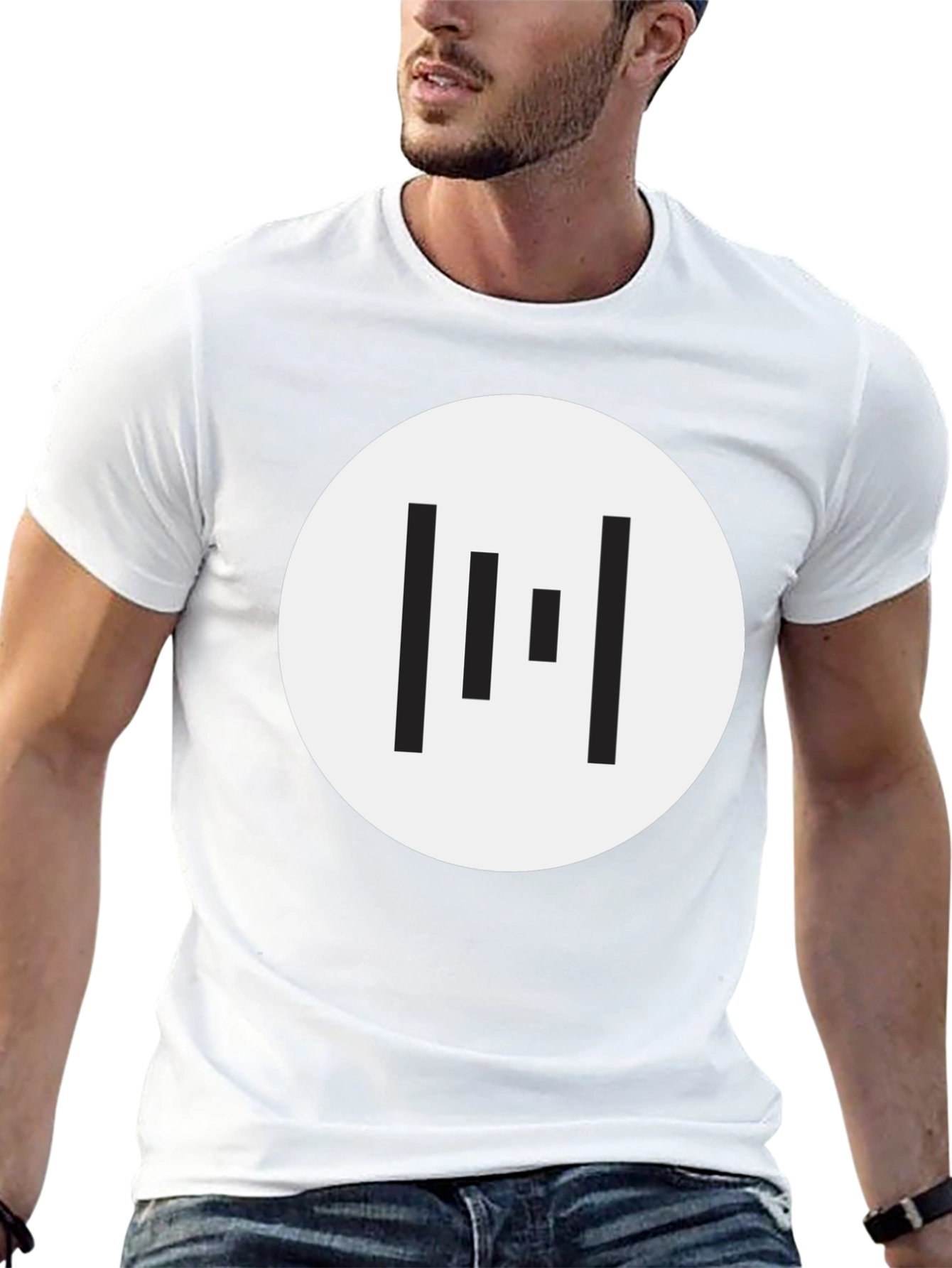 Minimalist Black T-Shirt with Geometric Circle Design