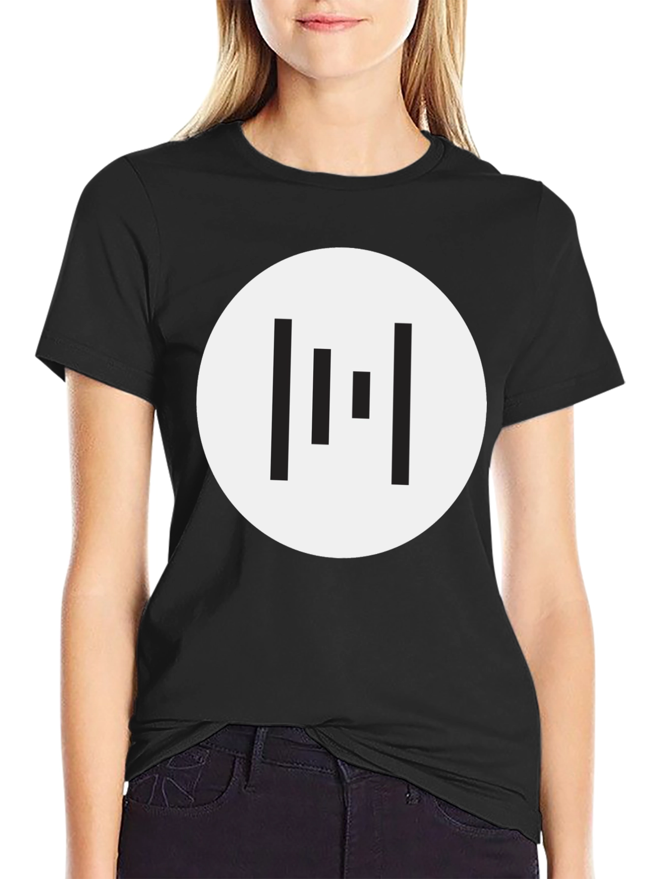 Minimalist Black T-Shirt with Geometric Circle Design