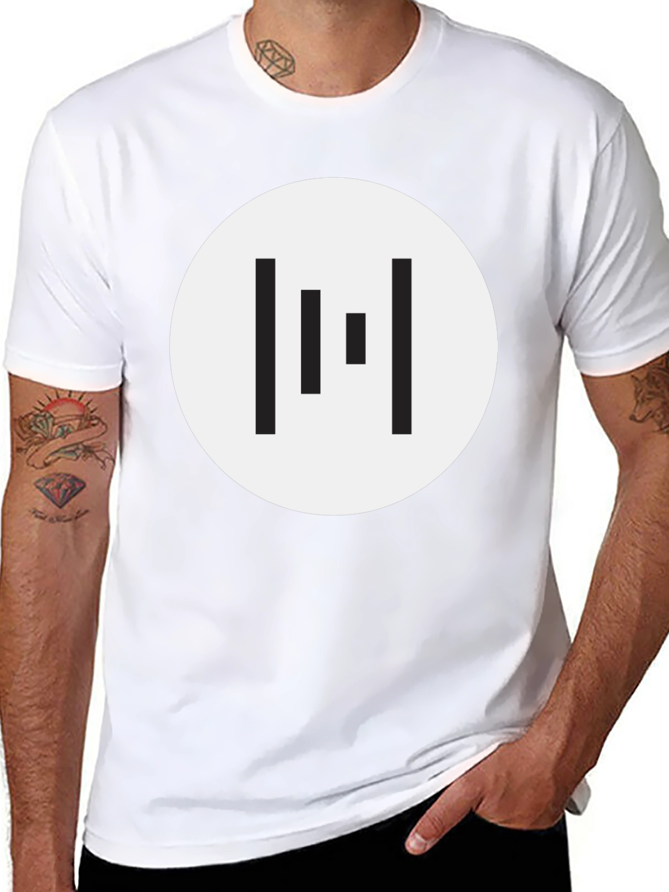 Minimalist Black T-Shirt with Geometric Circle Design