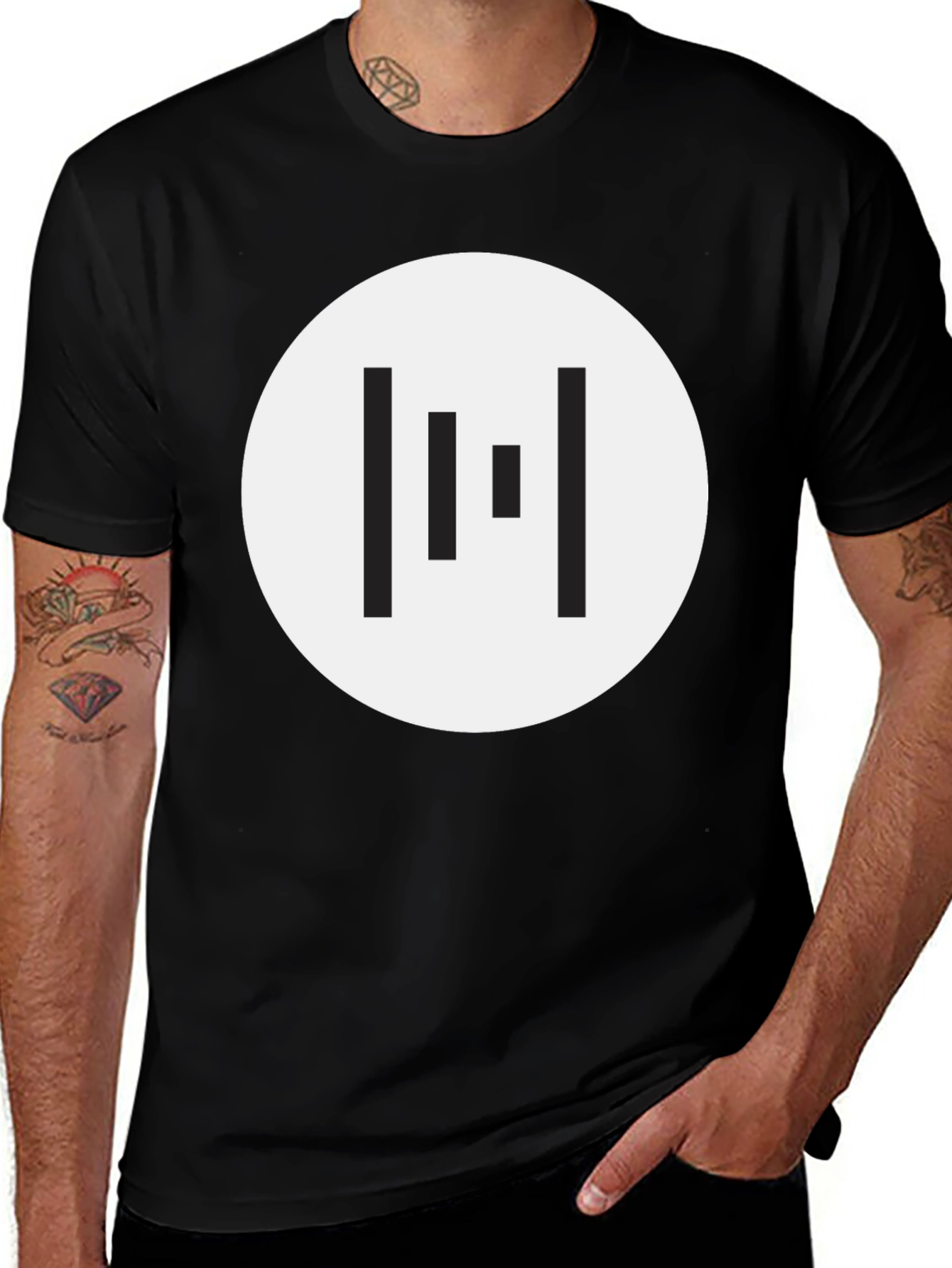 Minimalist Black T-Shirt with Geometric Circle Design