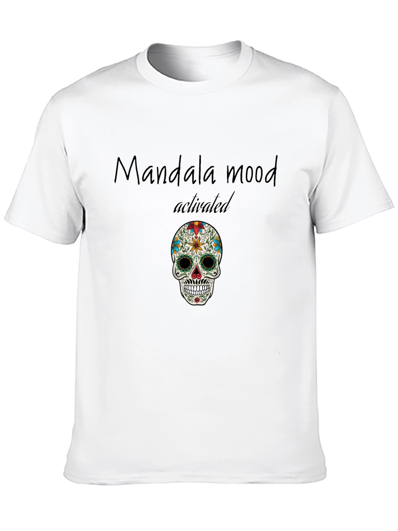 Mandala Mood Activated Skull Graphic Tee - Black