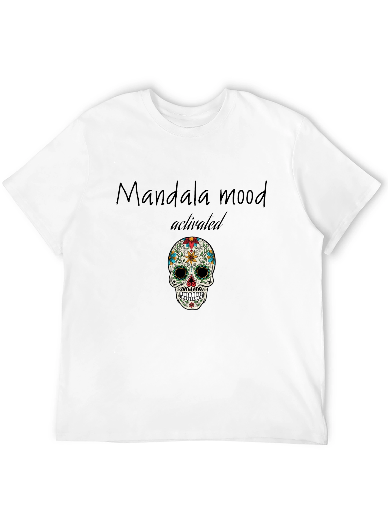 Mandala Mood Activated Skull Graphic Tee - Black