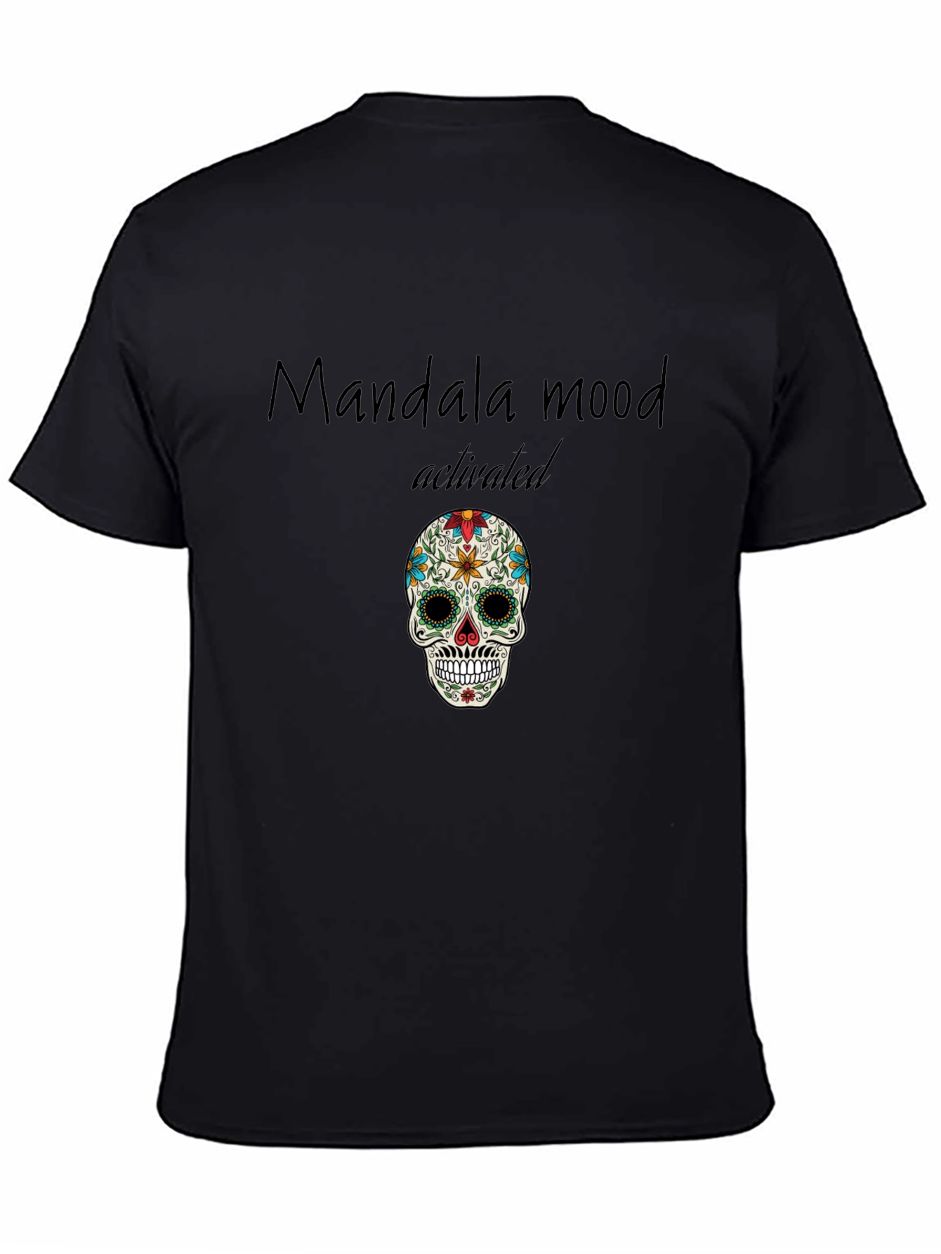 Mandala Mood Activated Skull Graphic Tee - Black