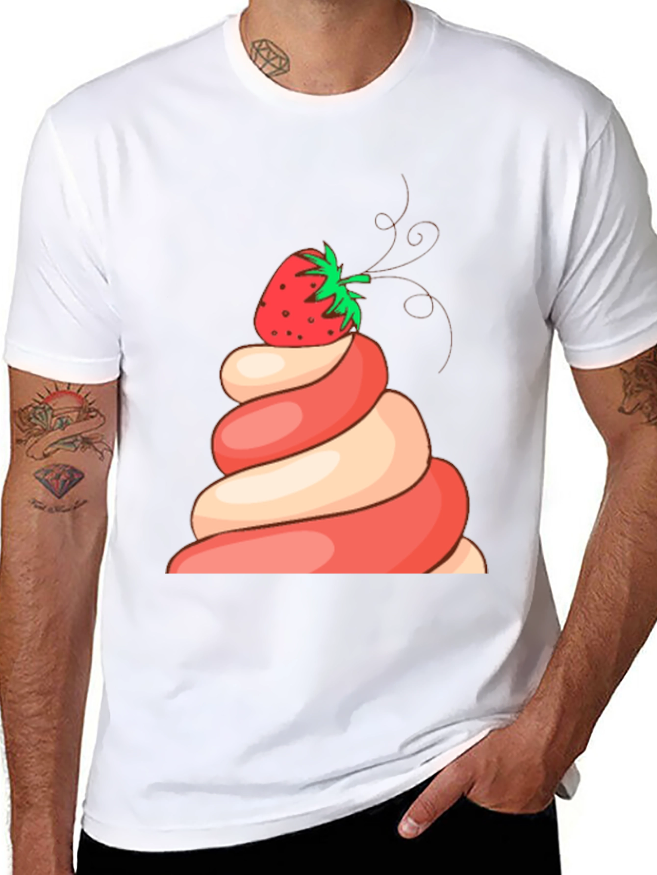 Strawberry Swirl Dessert Graphic T-Shirt