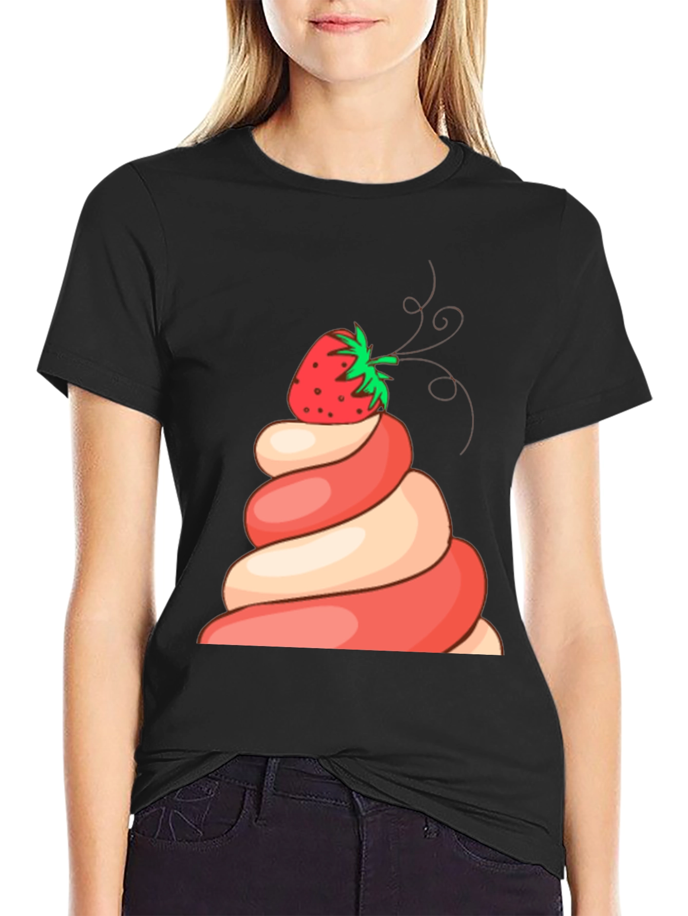 Strawberry Swirl Dessert Graphic T-Shirt
