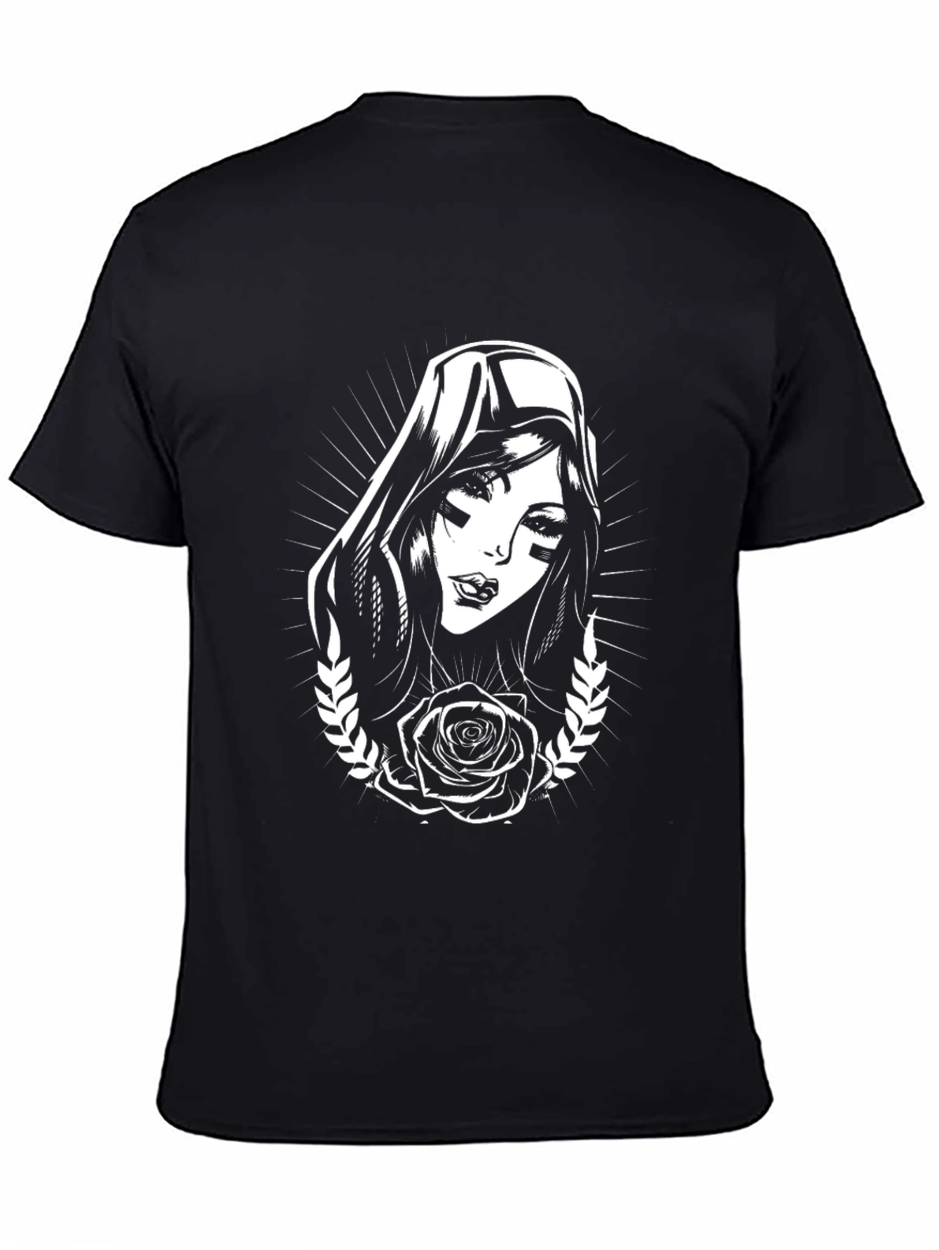 Gothic Rose Graphic Tee - Black Cotton T-Shirt