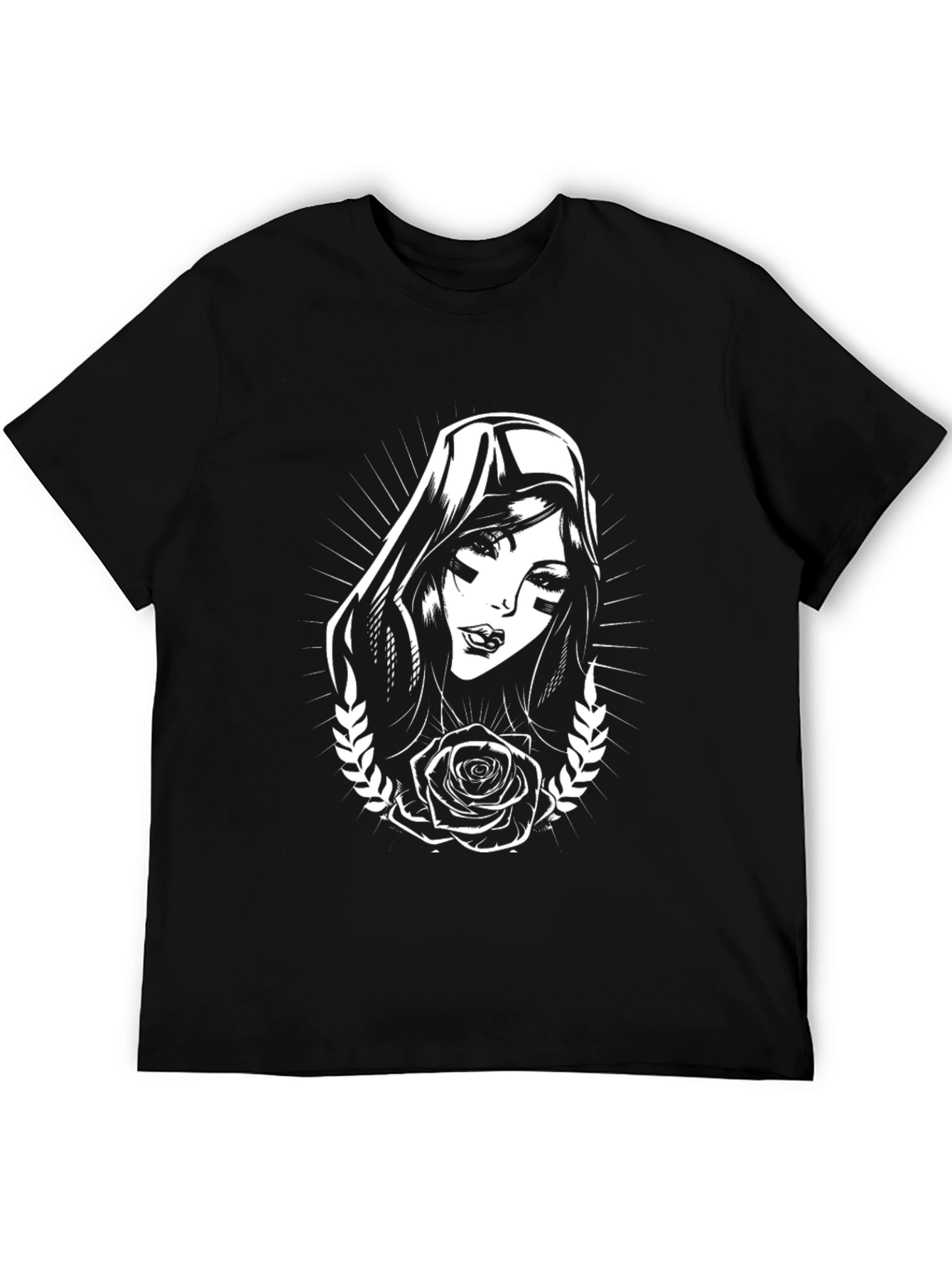 Gothic Rose Graphic Tee - Black Cotton T-Shirt