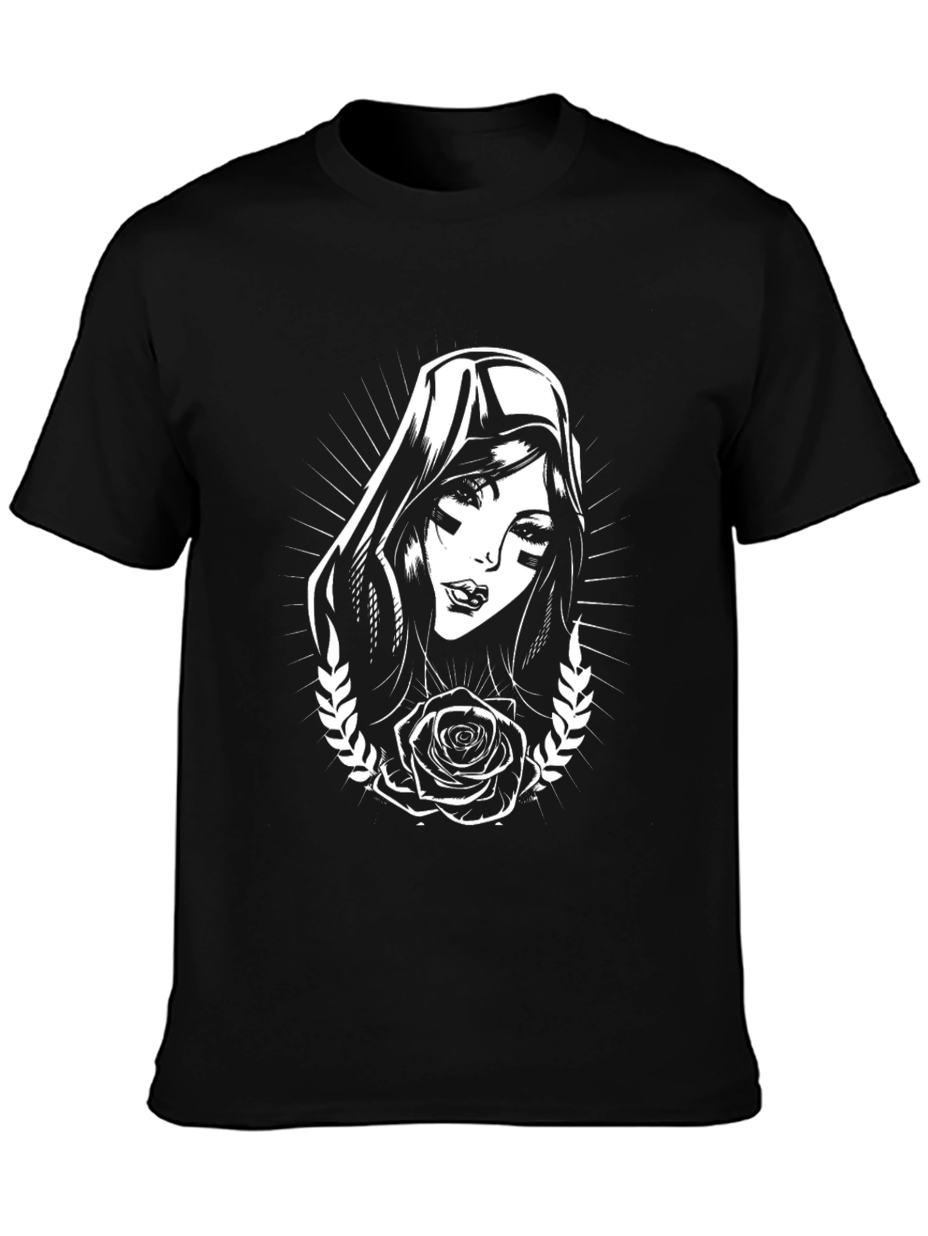 Gothic Rose Graphic Tee - Black Cotton T-Shirt
