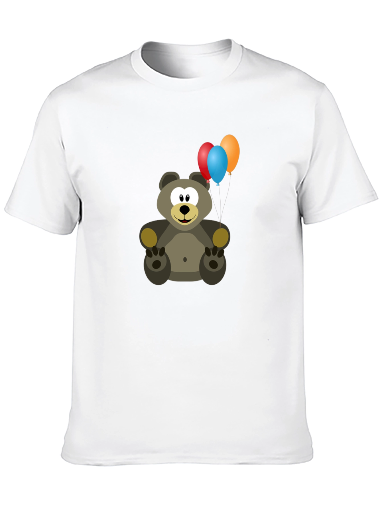 Cute Bear with Balloons Graphic Tee - Black