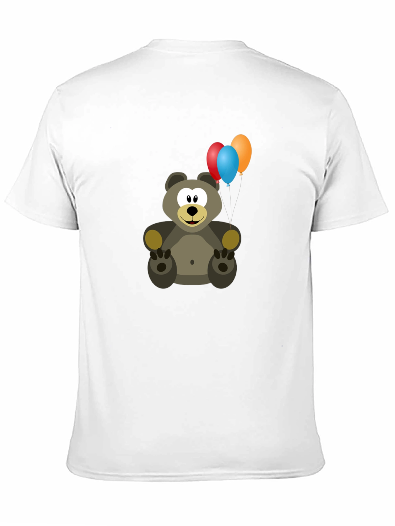 Cute Bear with Balloons Graphic Tee - Black