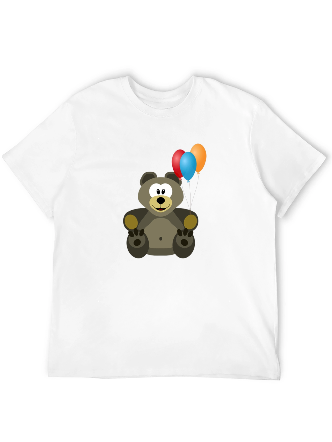 Cute Bear with Balloons Graphic Tee - Black