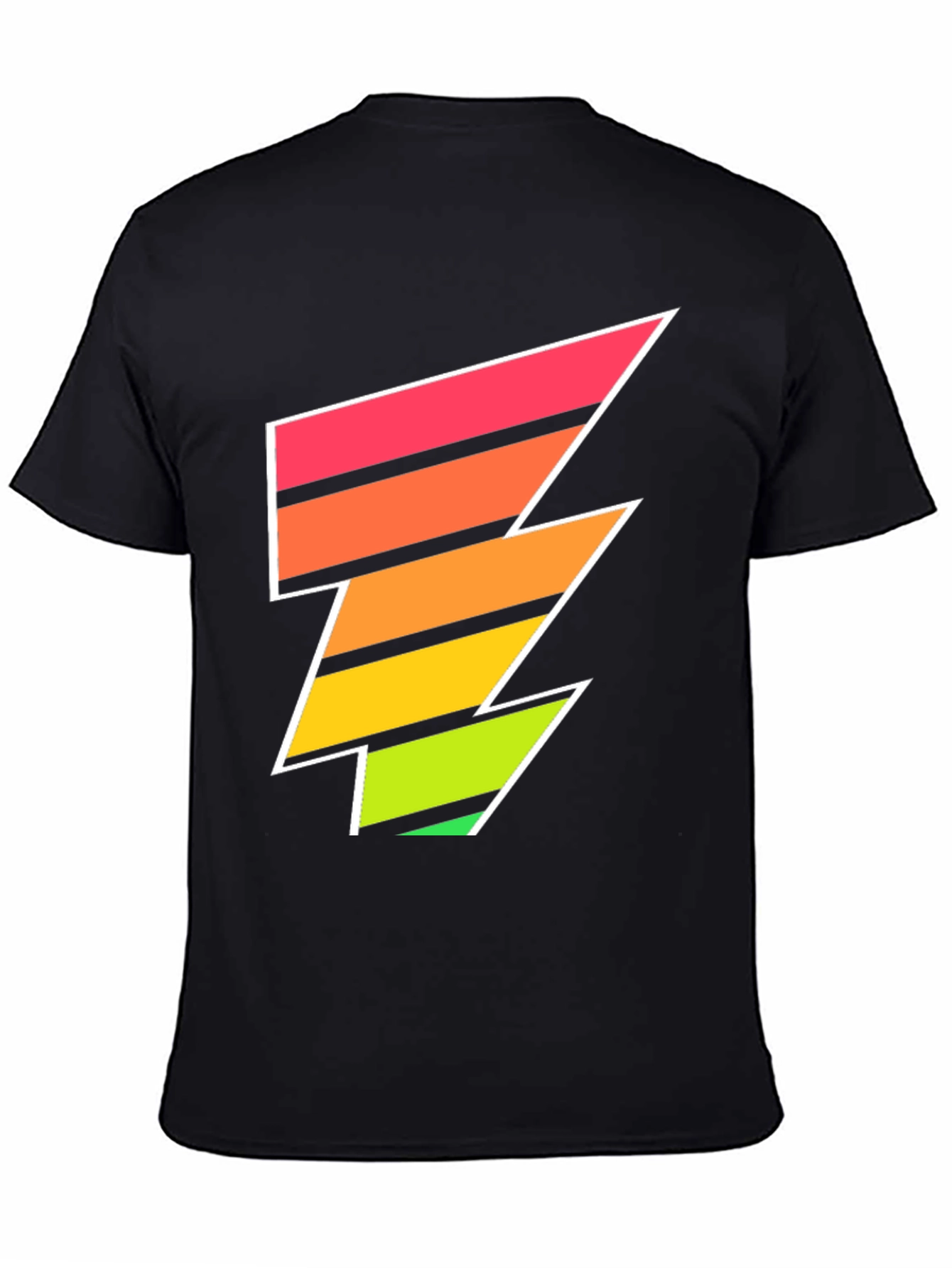 Retro Lightning Bolt Tee - Black Graphic T-Shirt