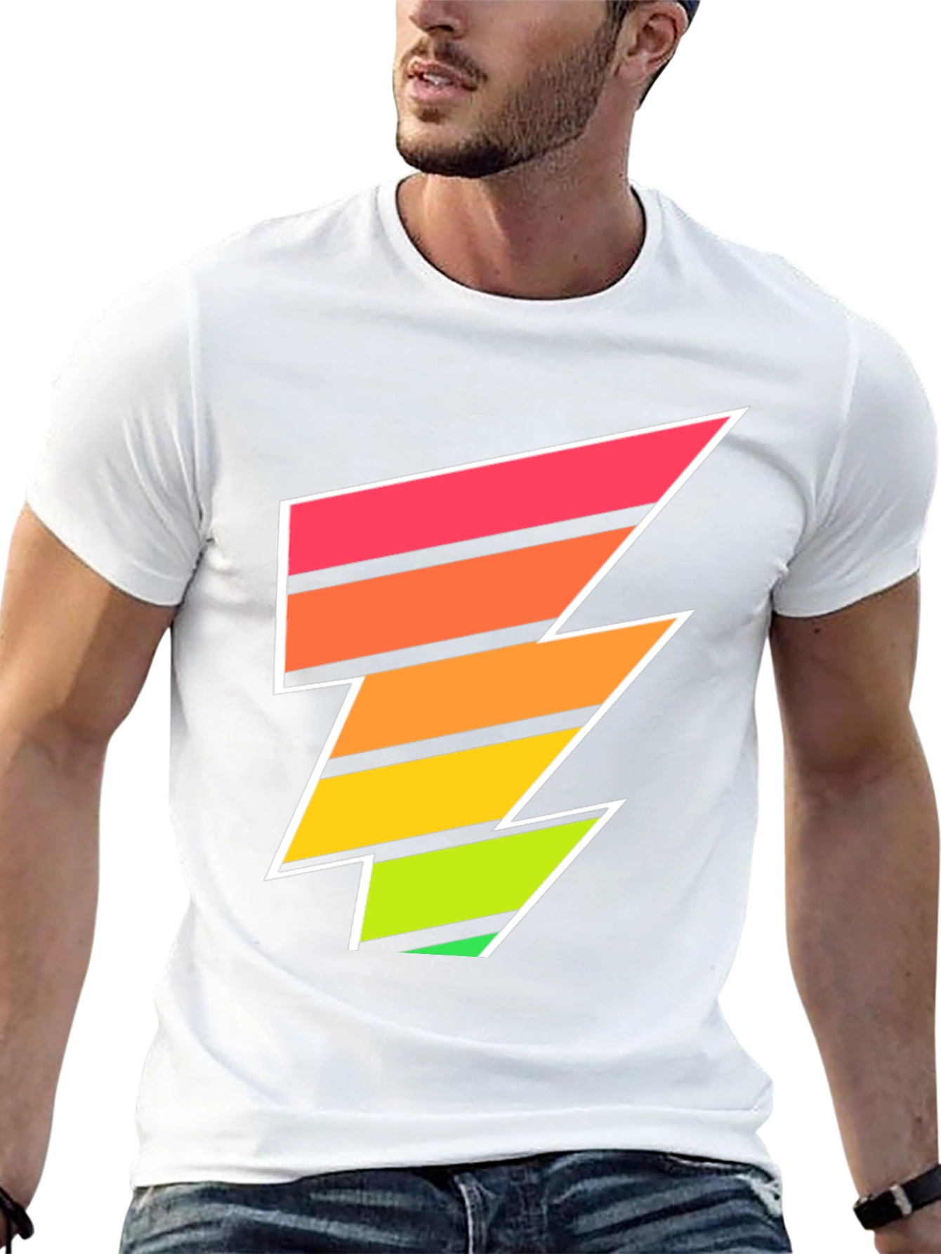Retro Lightning Bolt Tee - Black Graphic T-Shirt