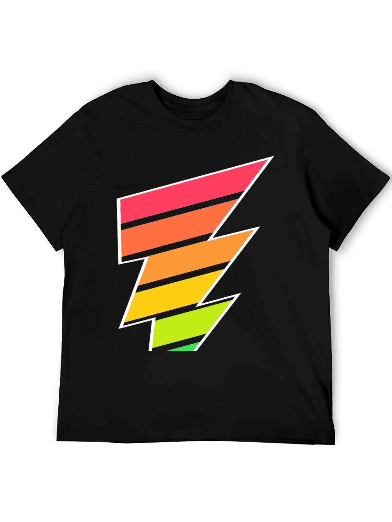 Retro Lightning Bolt Tee - Black Graphic T-Shirt