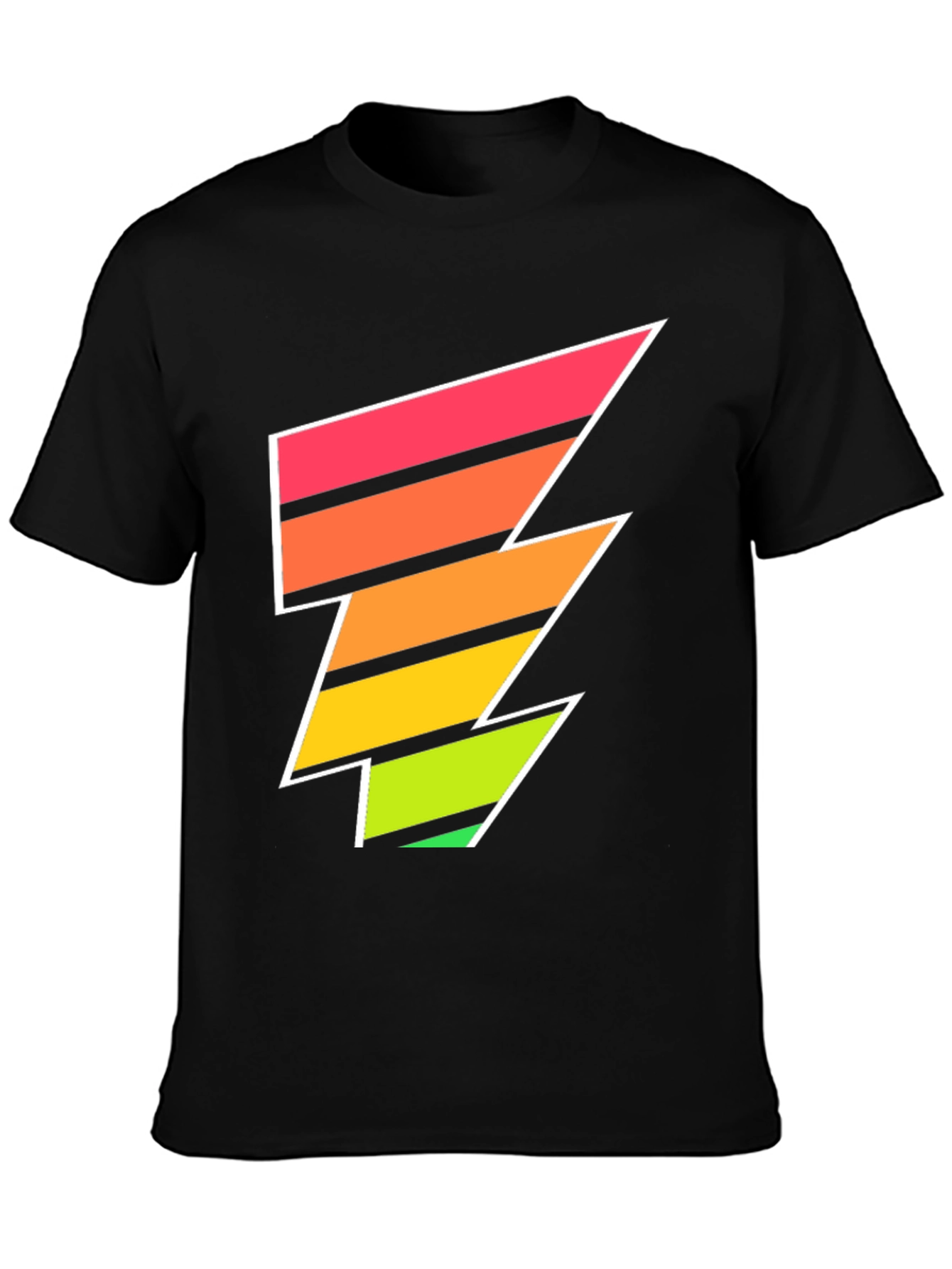 Retro Lightning Bolt Tee - Black Graphic T-Shirt