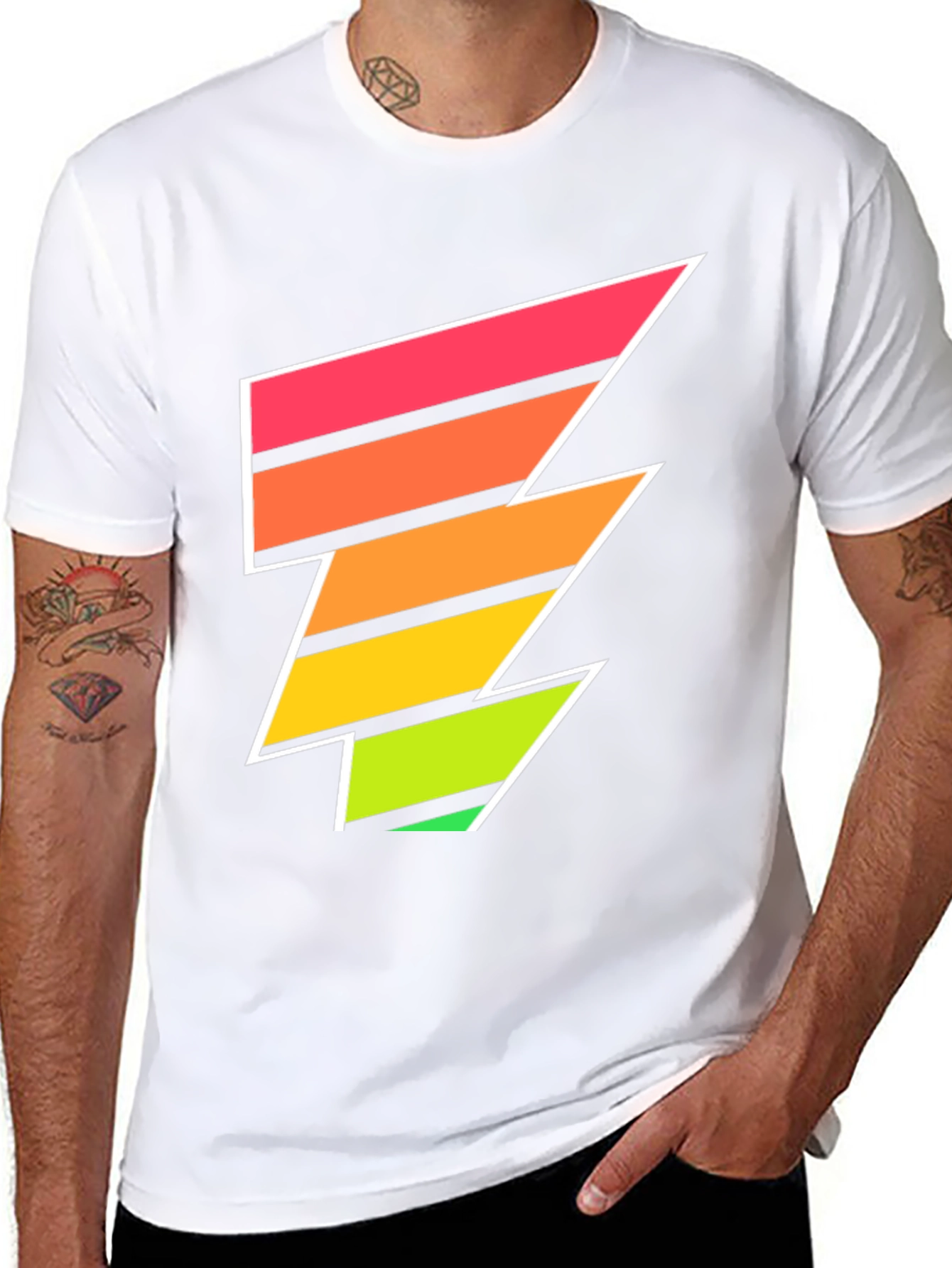 Retro Lightning Bolt Tee - Black Graphic T-Shirt