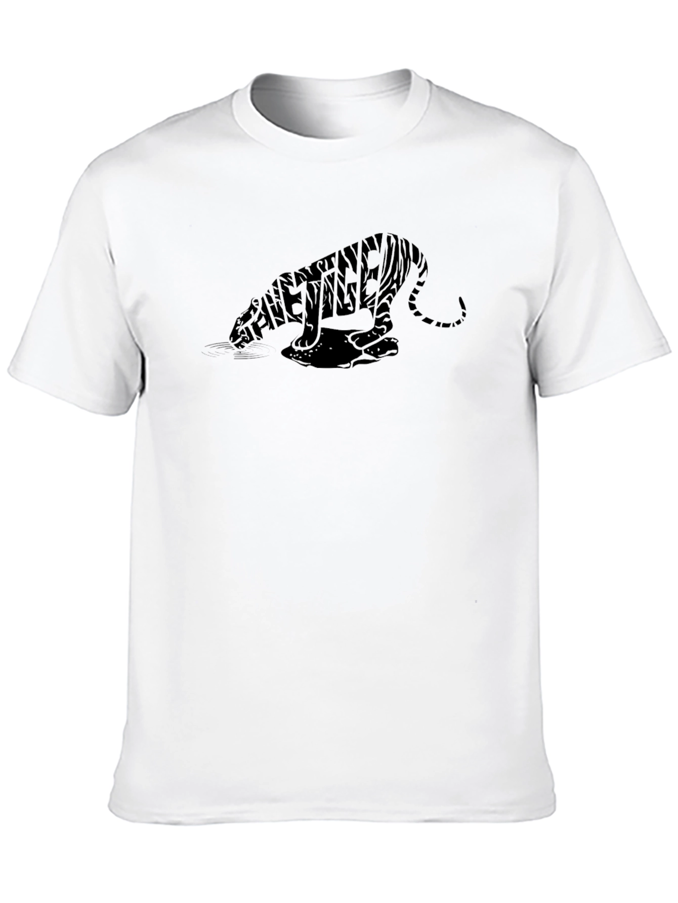 Mens Black Tiger Typography Graphic T-Shirt