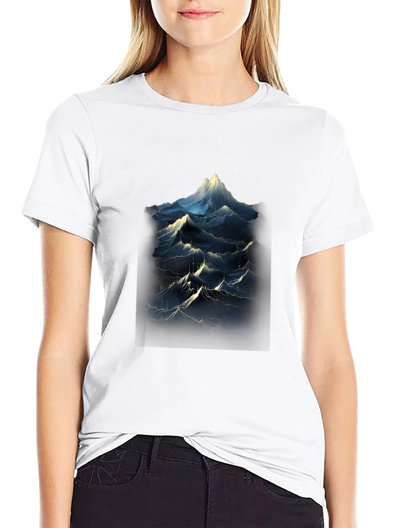 Mountainscape Graphic Tee - Black Cotton Blend