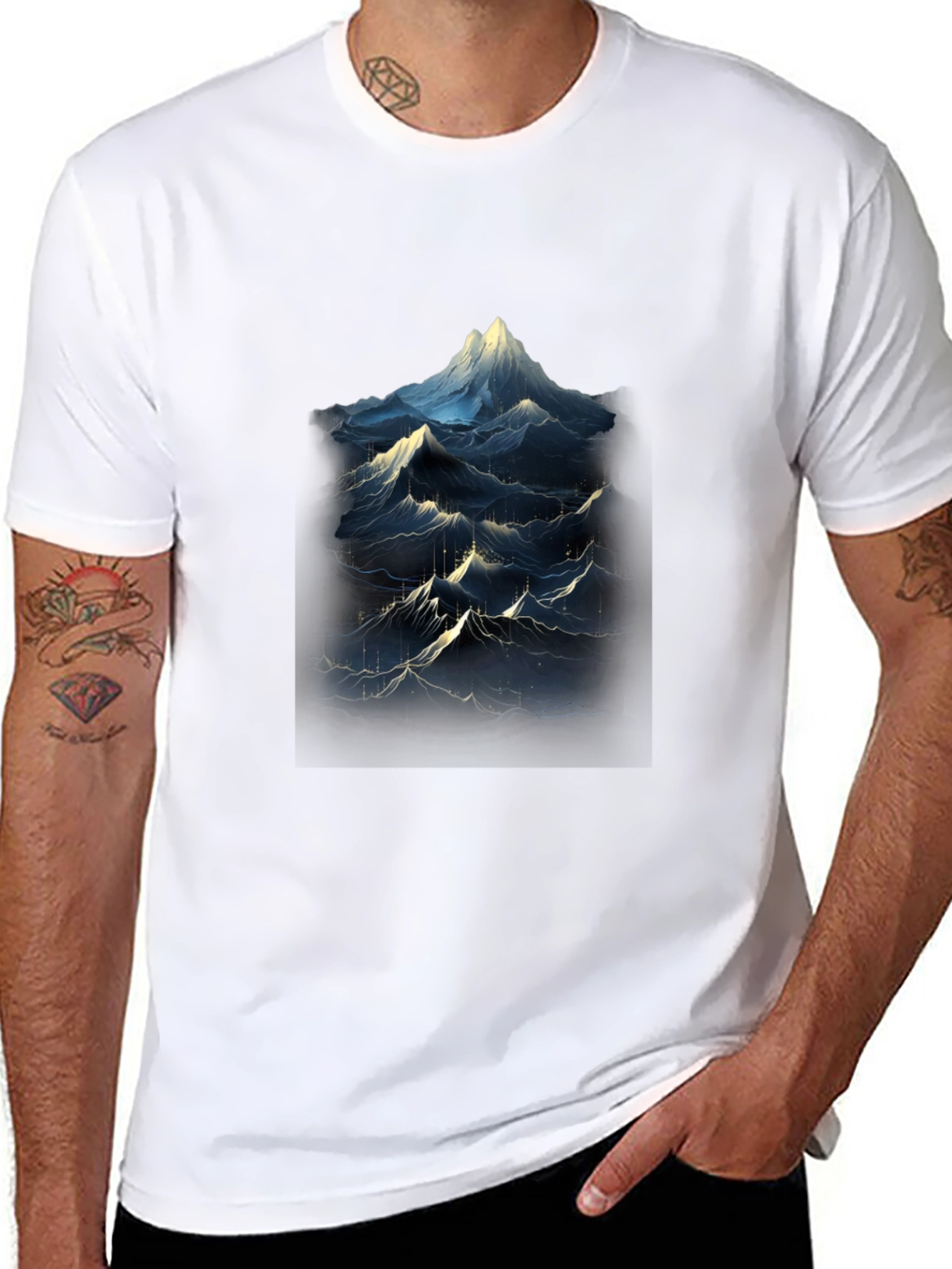 Mountainscape Graphic Tee - Black Cotton Blend