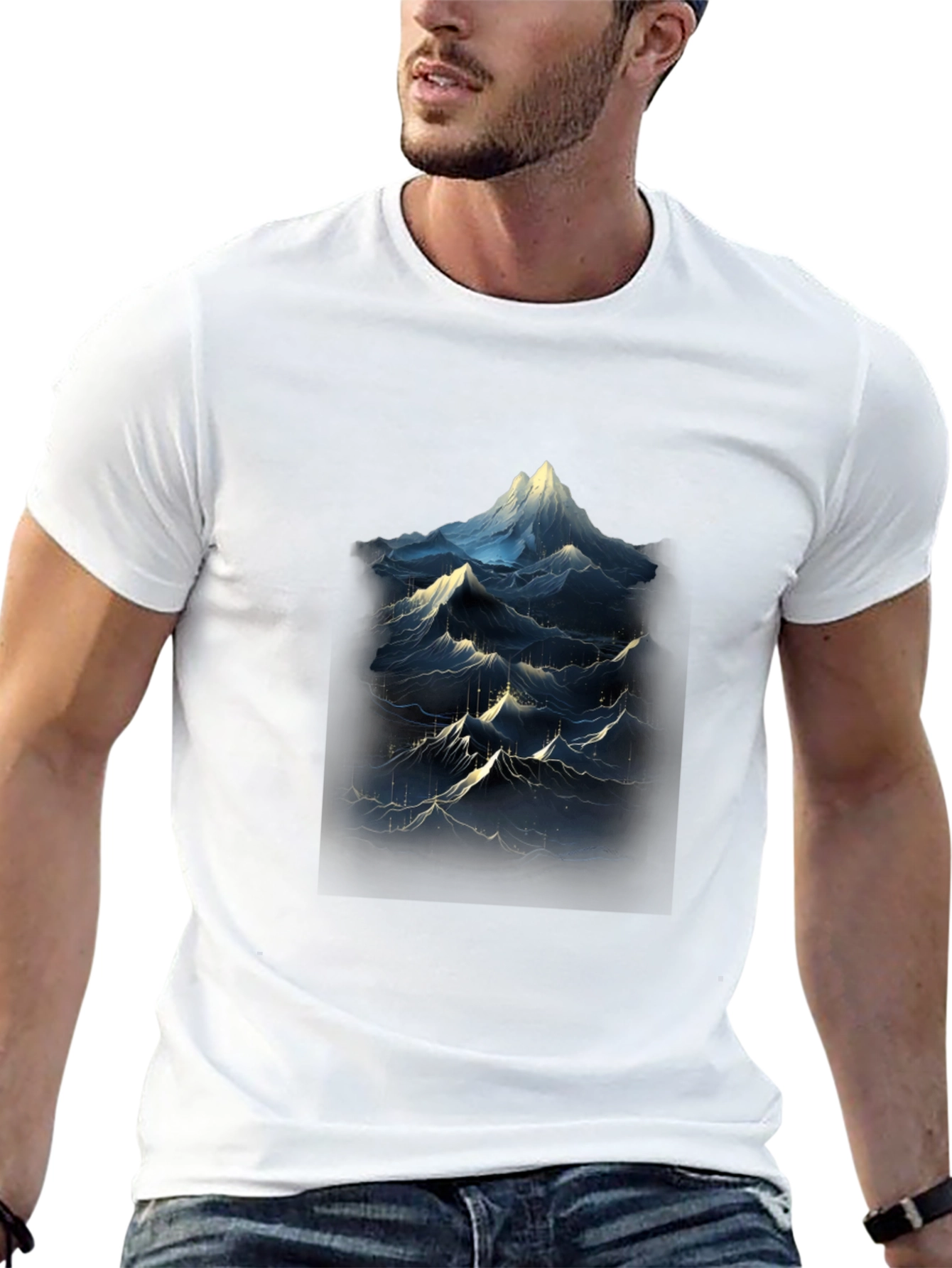 Mountainscape Graphic Tee - Black Cotton Blend