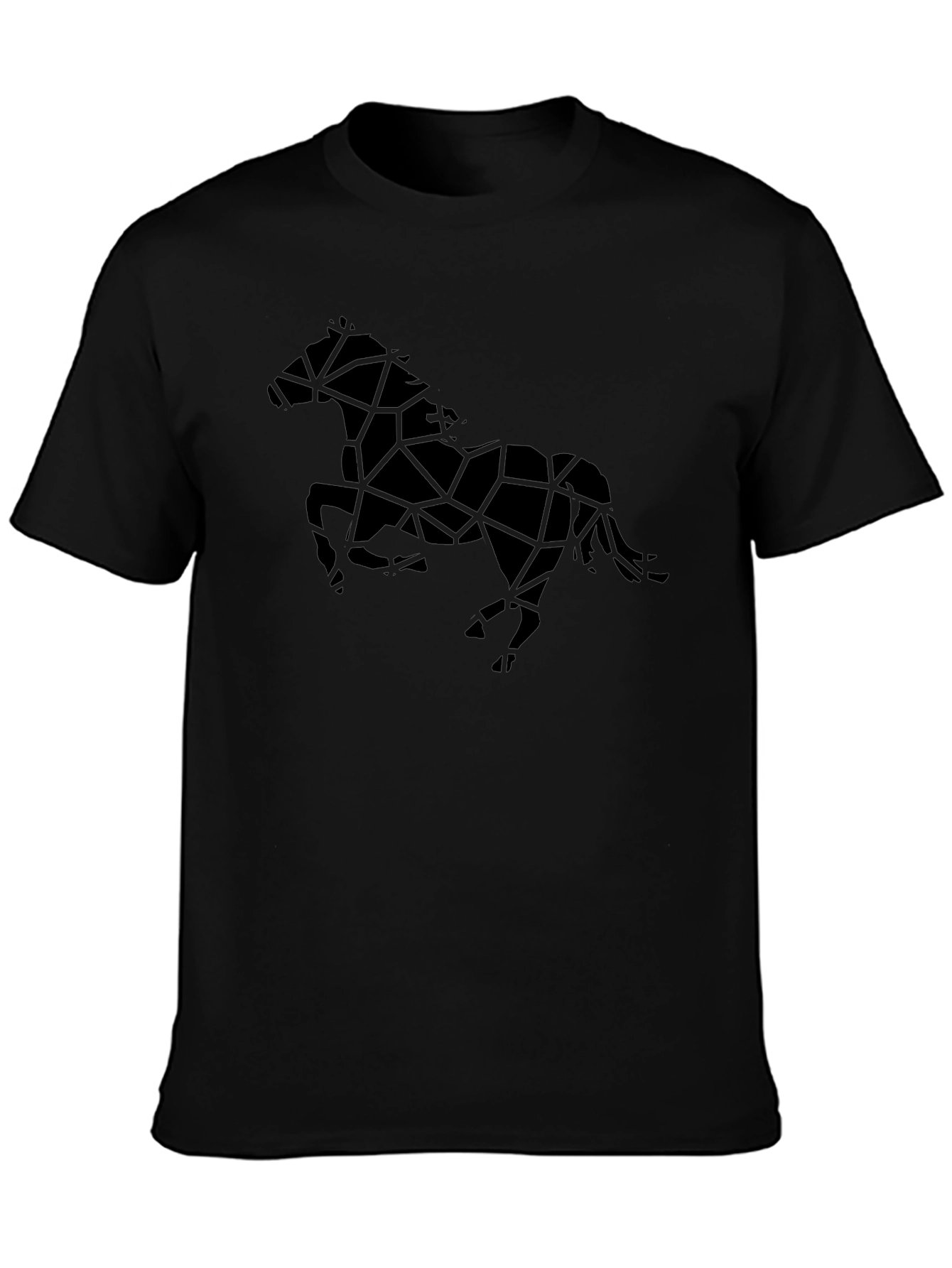 Geometric Horse Graphic Black T-Shirt