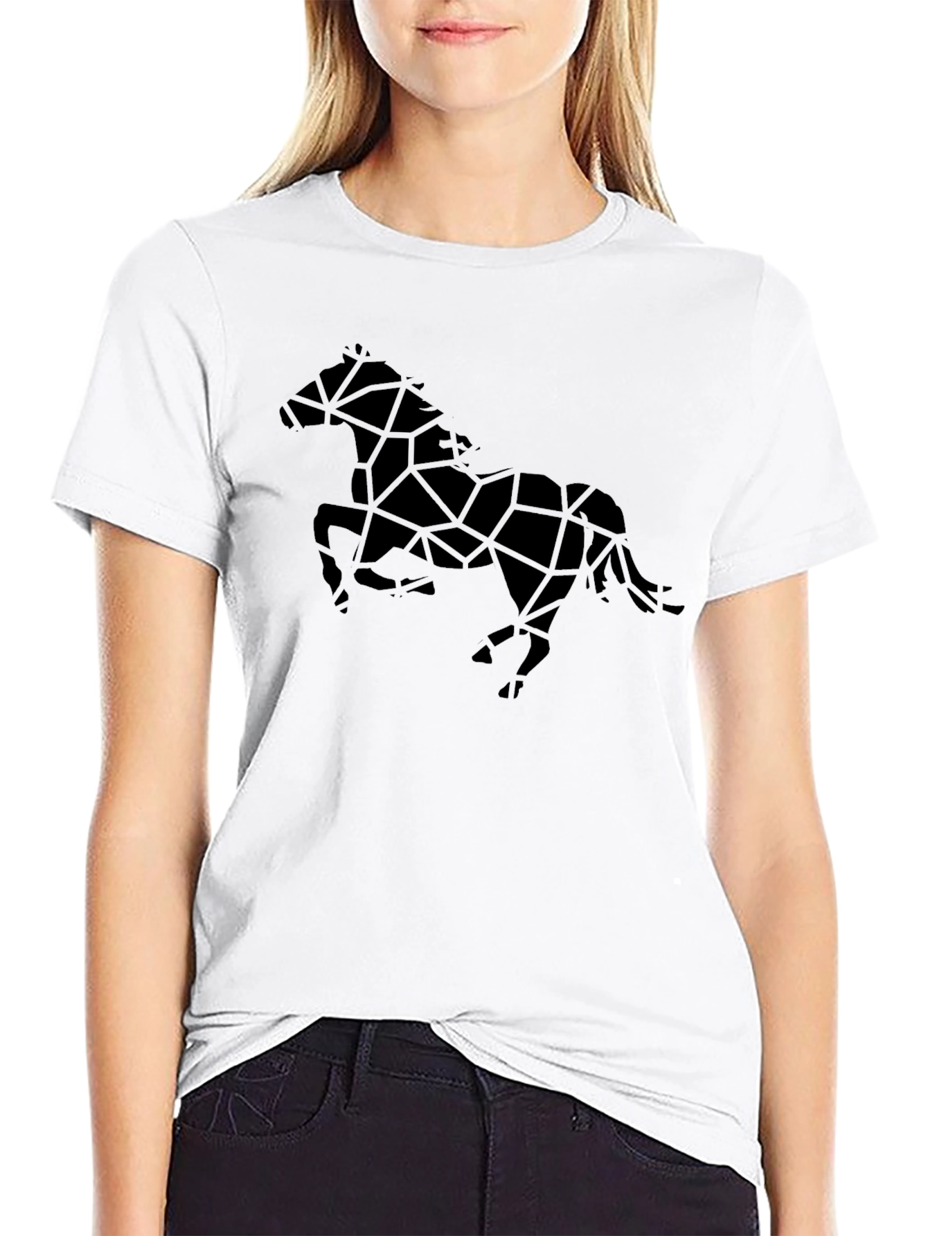 Geometric Horse Graphic Black T-Shirt