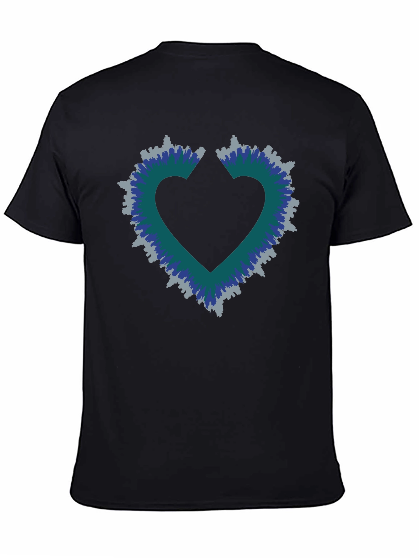 Heart Skyline Mens Black T-Shirt