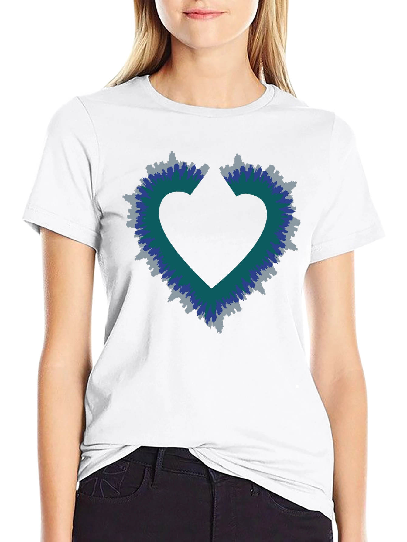 Heart Skyline Mens Black T-Shirt