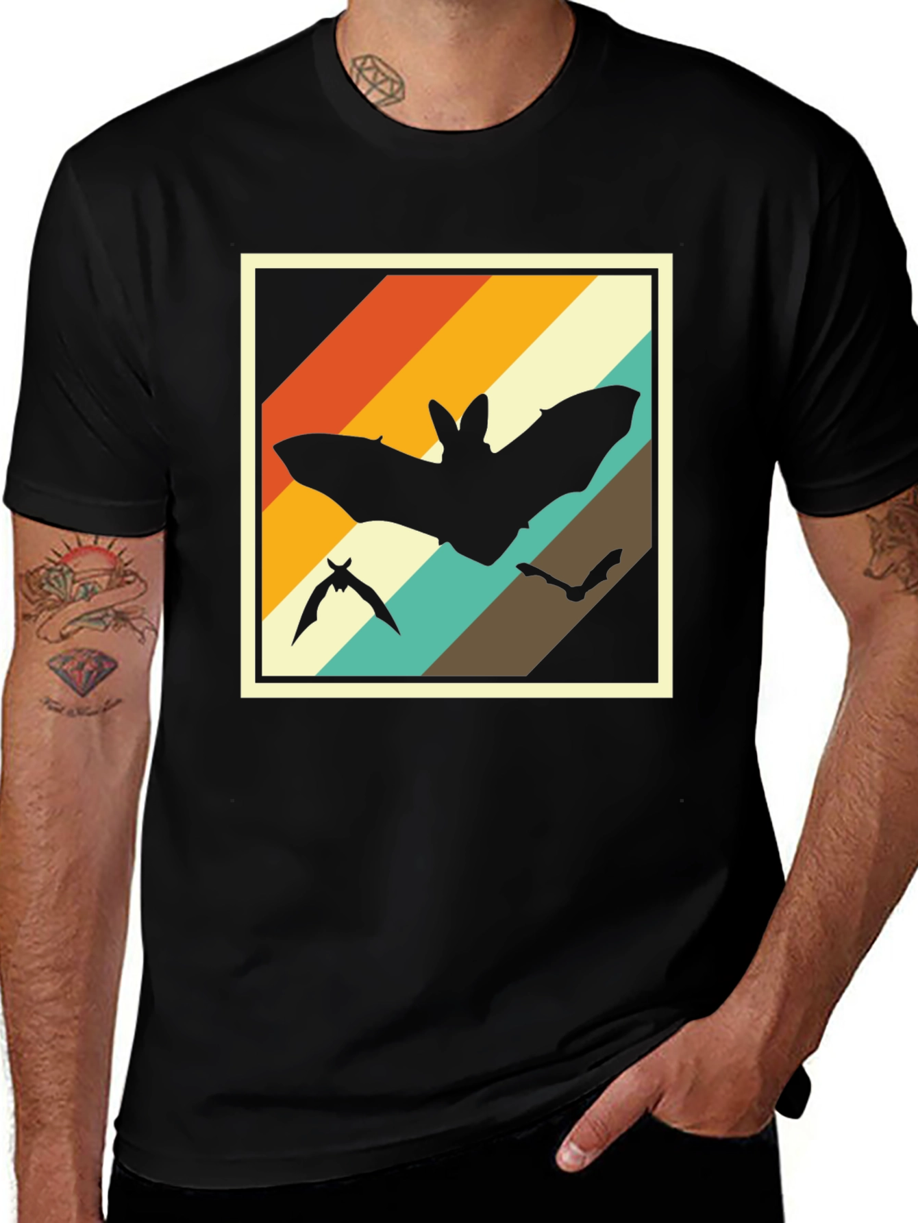 Retro Bat T-Shirt - Unique Animal Design