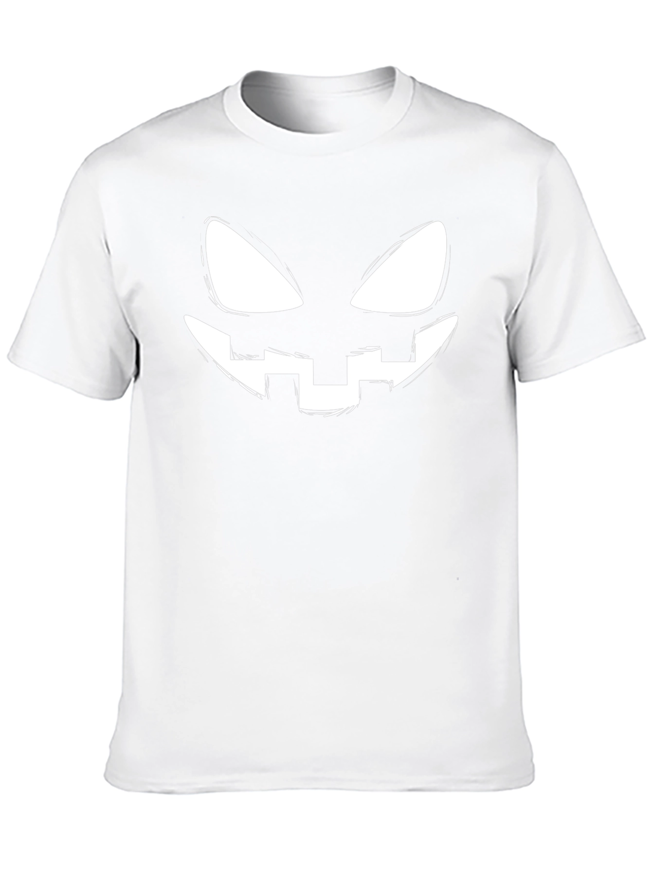 Halloween Pumpkin Face Graphic Tee - Black Cotton T-Shirt