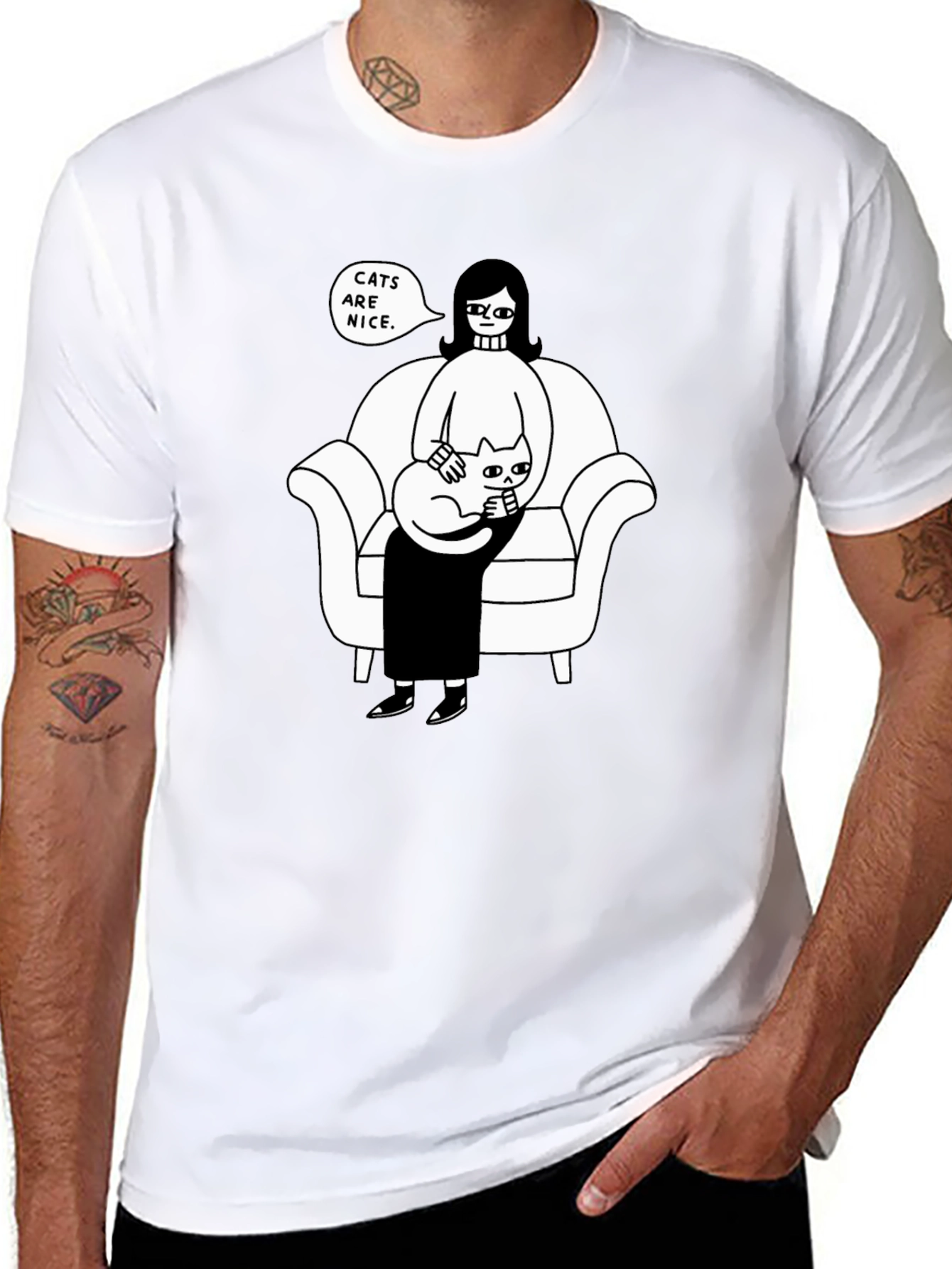 Cats Are Nice Graphic Tee - Relaxed Fit