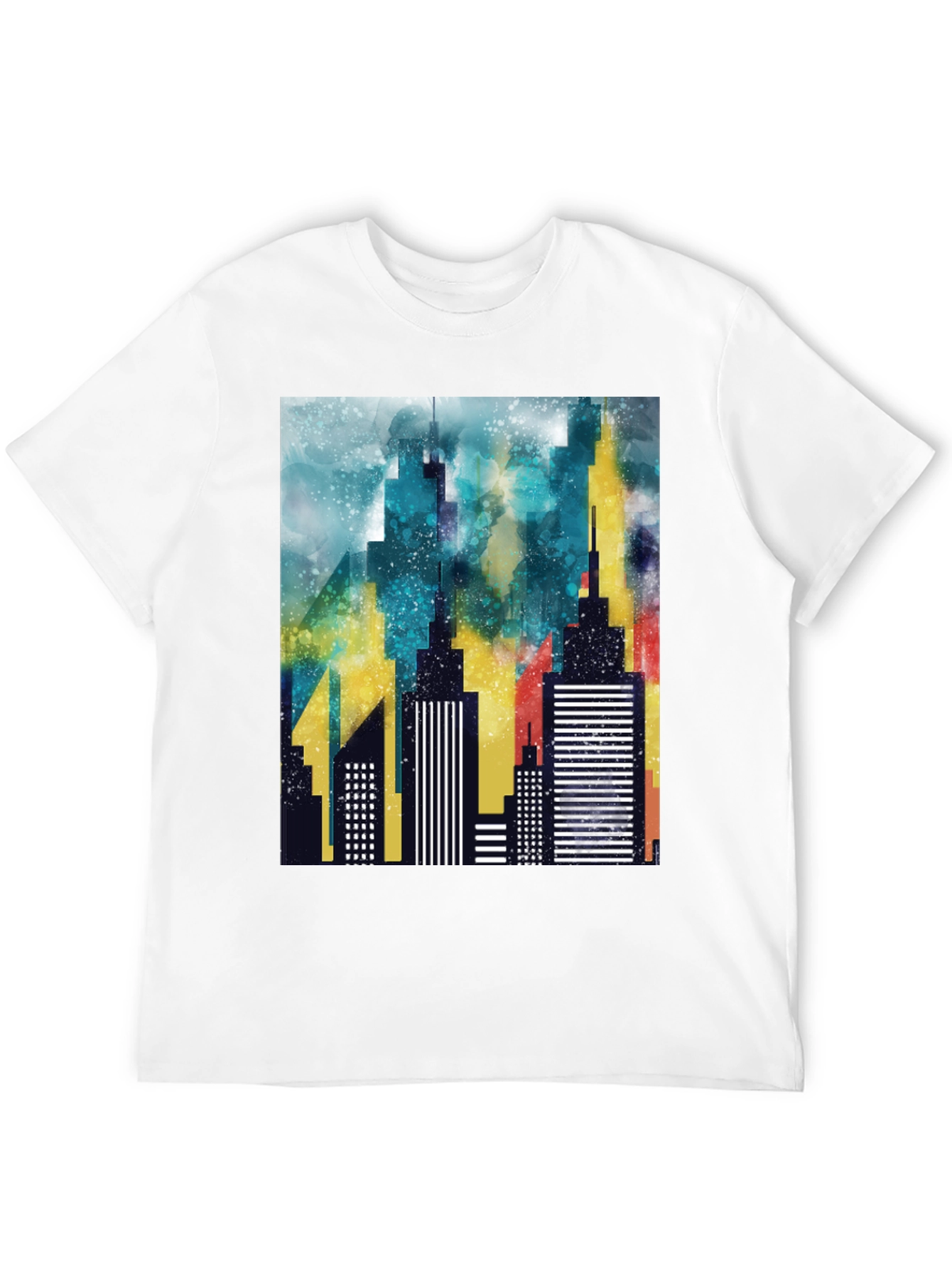 Abstract Cityscape Graphic Black T-Shirt