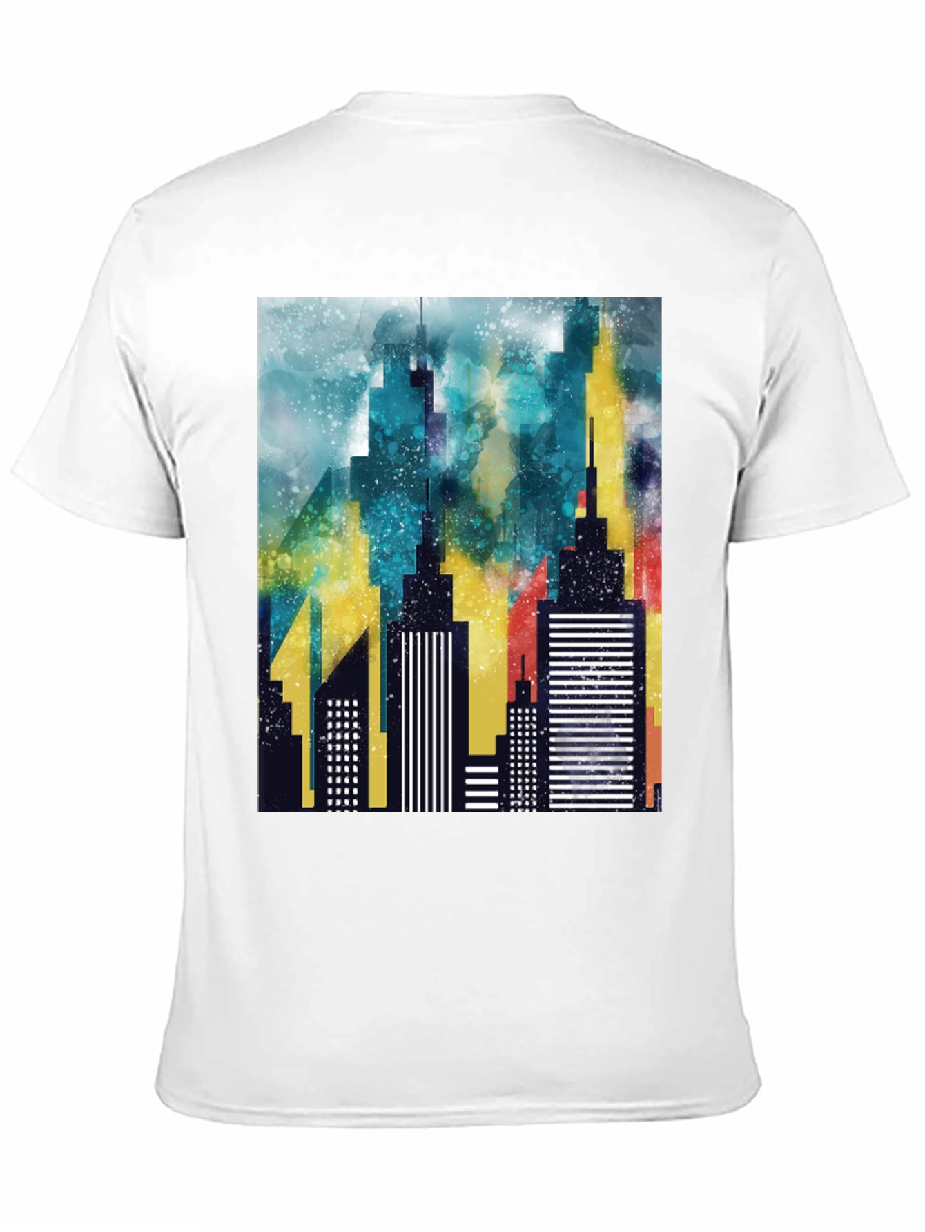 Abstract Cityscape Graphic Black T-Shirt