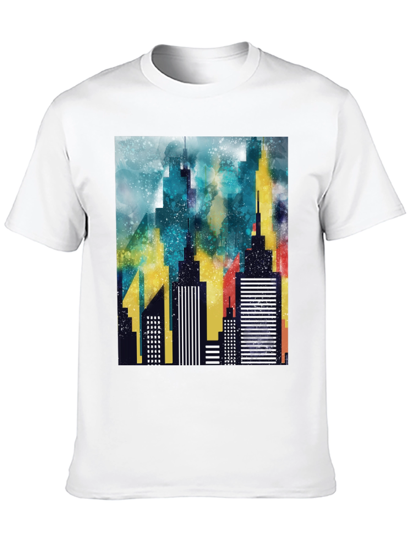 Abstract Cityscape Graphic Black T-Shirt