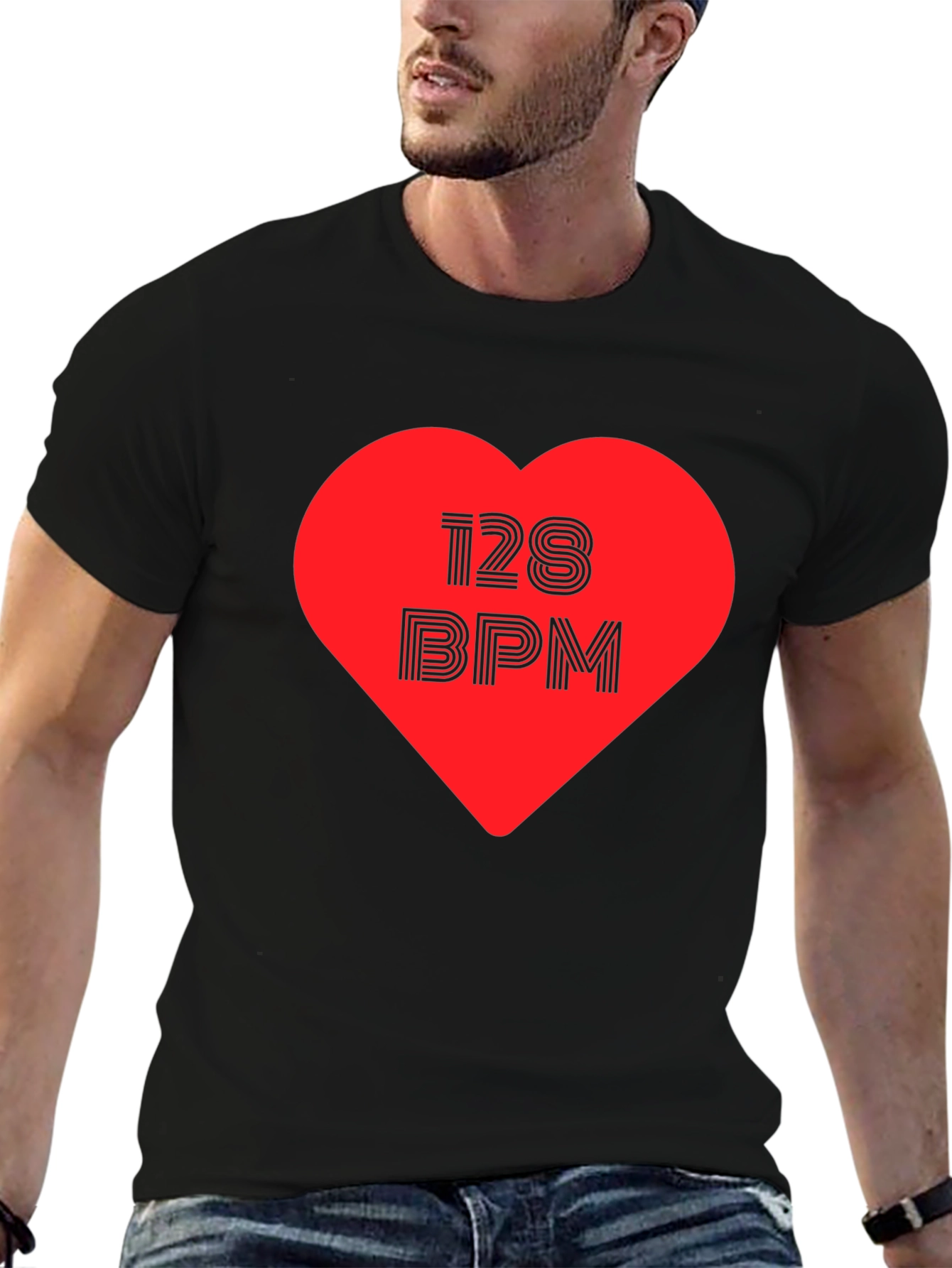 128 BPM Heartbeat Graphic Tee - Music Lover T-Shirt