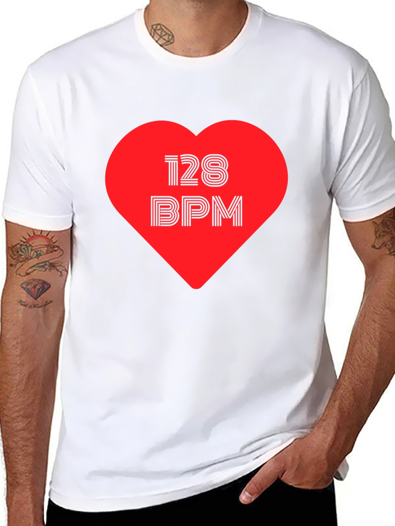 128 BPM Heartbeat Graphic Tee - Music Lover T-Shirt