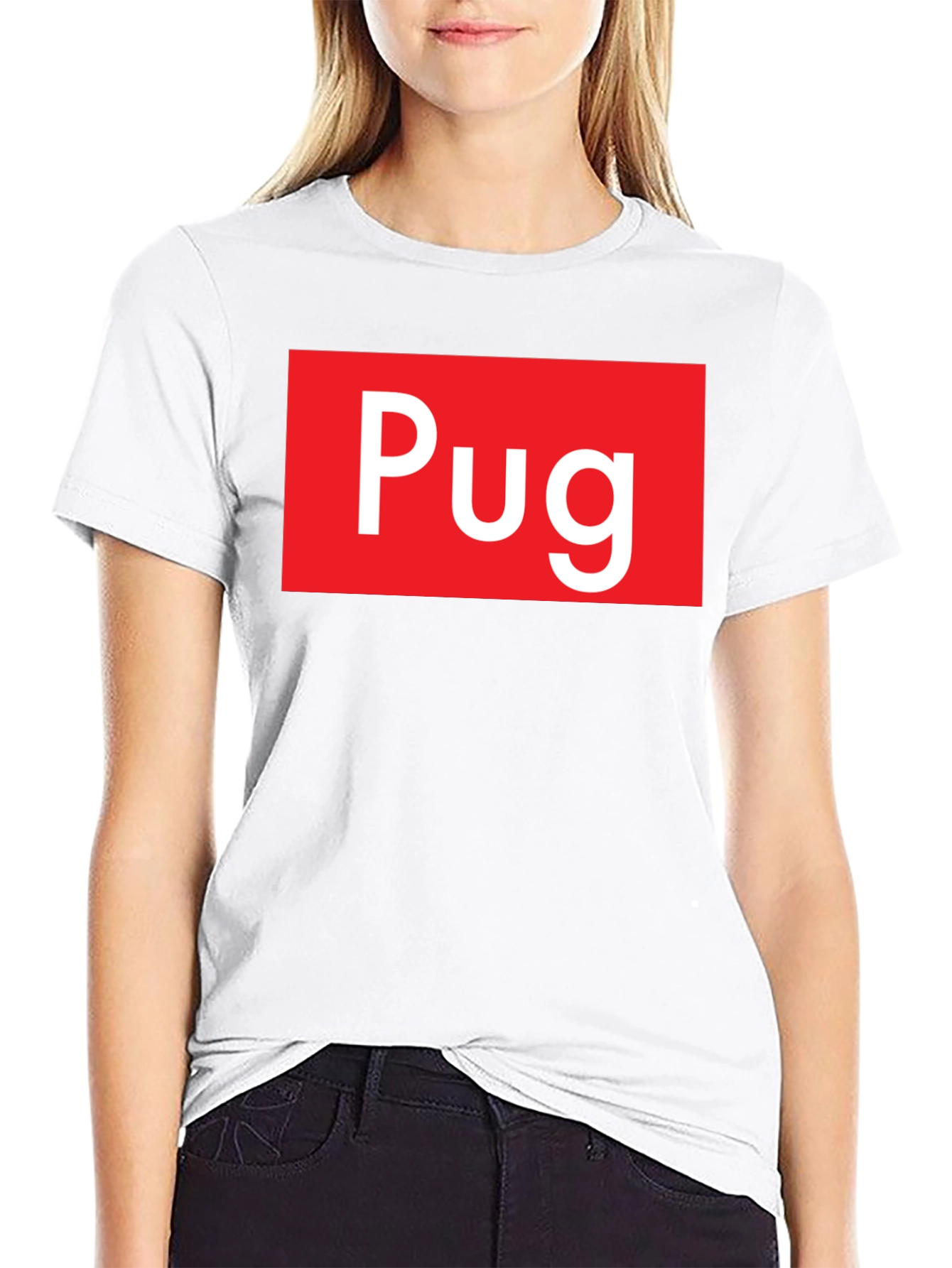 Pug Red Box Logo Black T-Shirt