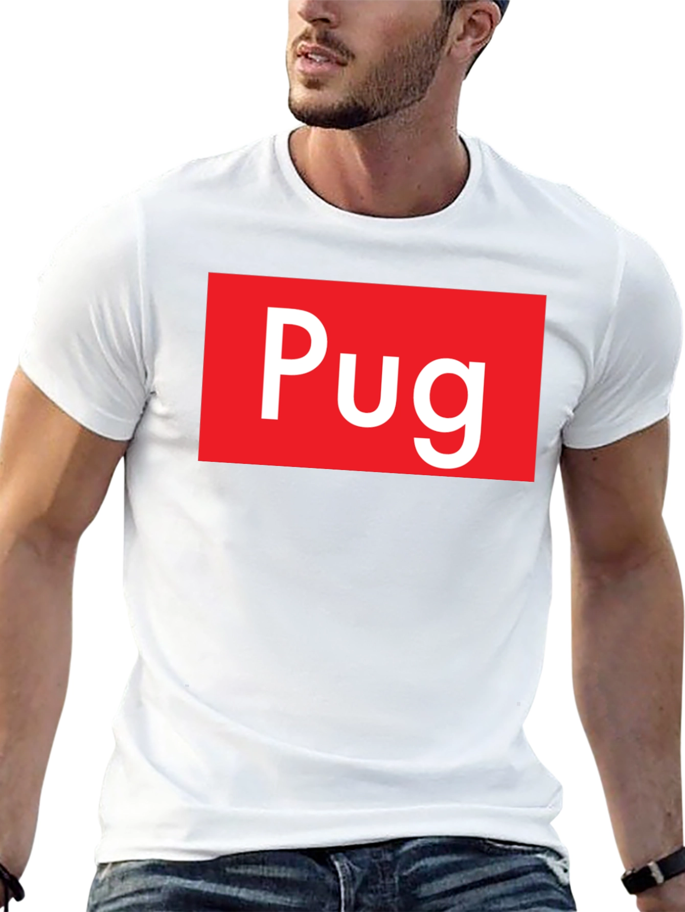 Pug Red Box Logo Black T-Shirt
