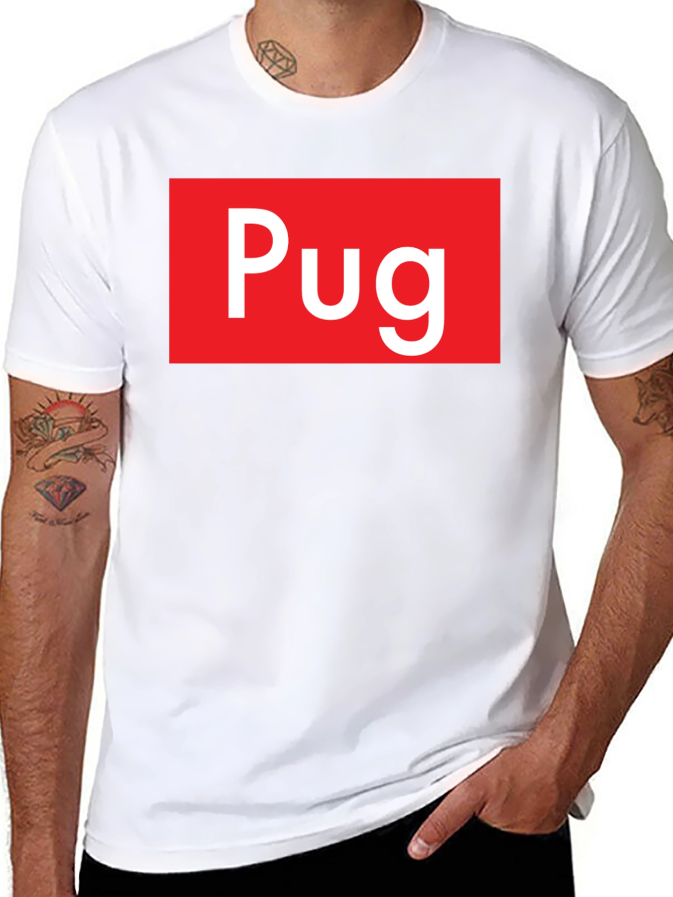 Pug Red Box Logo Black T-Shirt